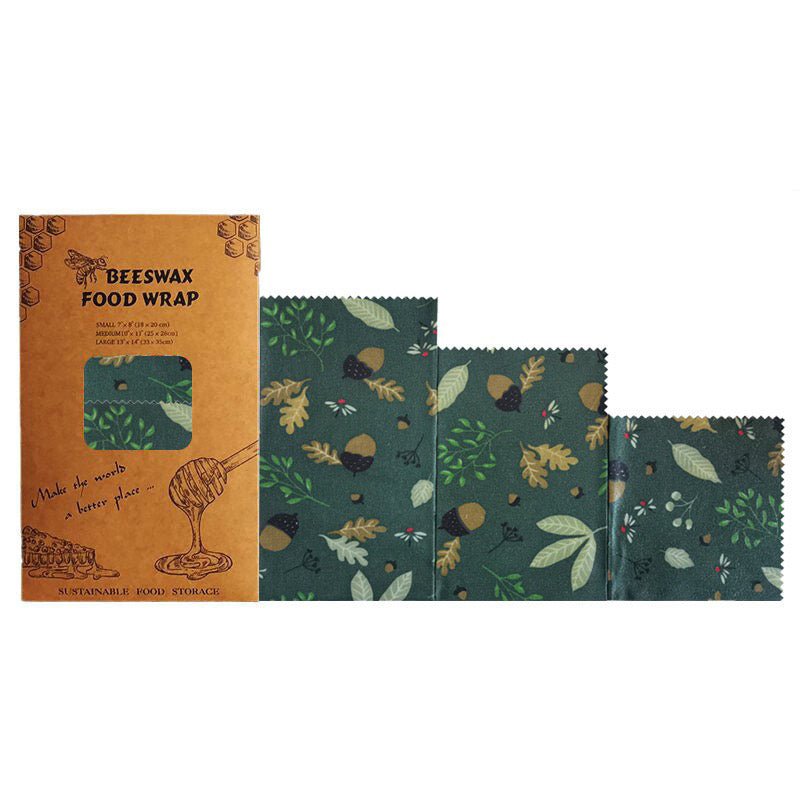 Eco Beeswax Food Wraps, Reusable Food Covers - Choice Of Designs - Pack Of 3 - REGN