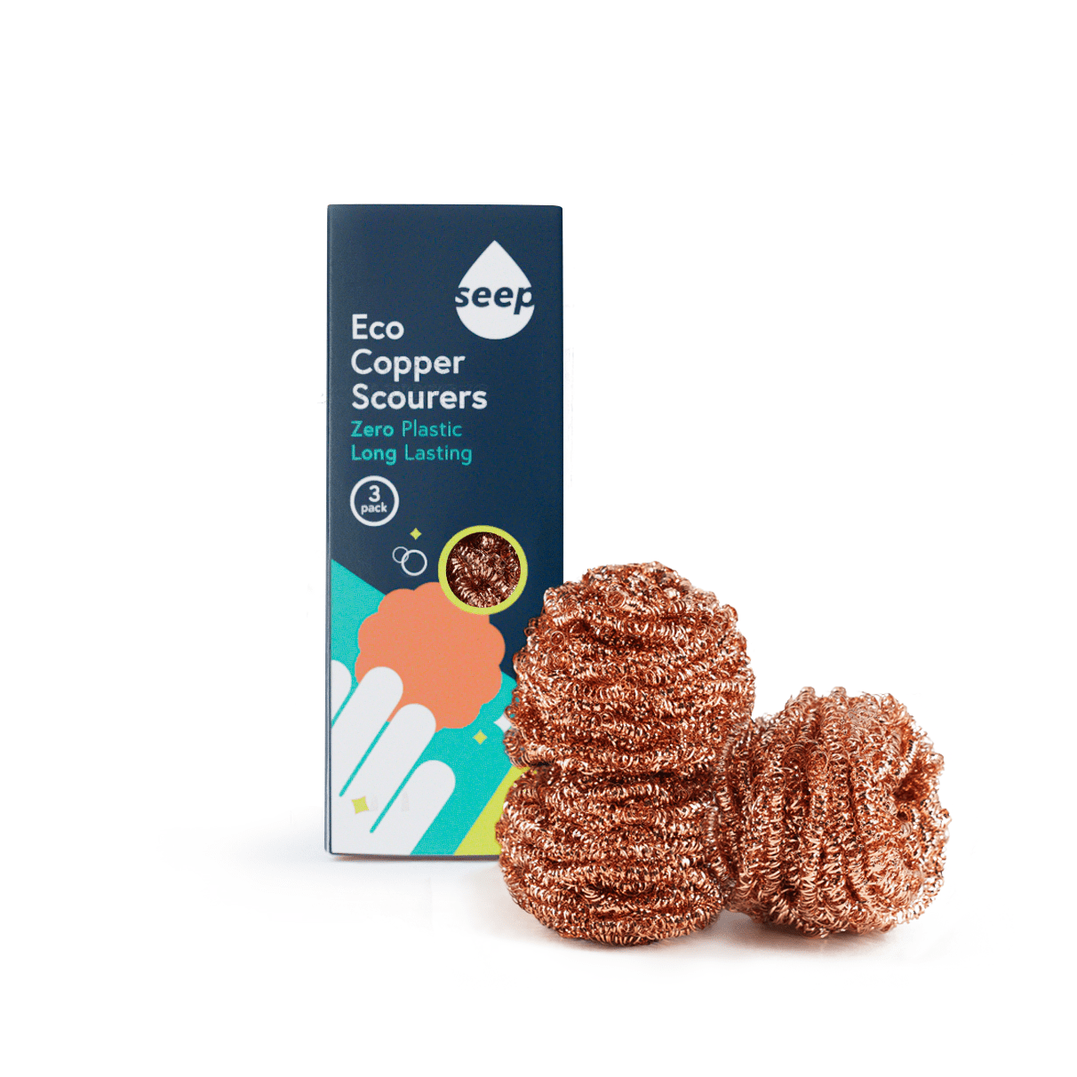 Eco Copper Scourers 3 - Pack | Recyclable Antibacterial Scrubbers - REGN