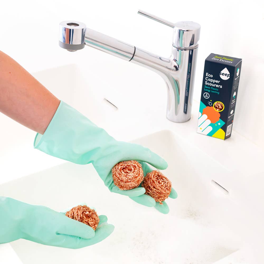 Eco Copper Scourers 3 - Pack | Recyclable Antibacterial Scrubbers - REGN