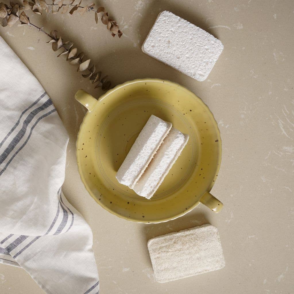Eco Dish Washing Sponges – 4 Pack Natural Dual - Sided Kitchen Cleaning Sponges - REGN