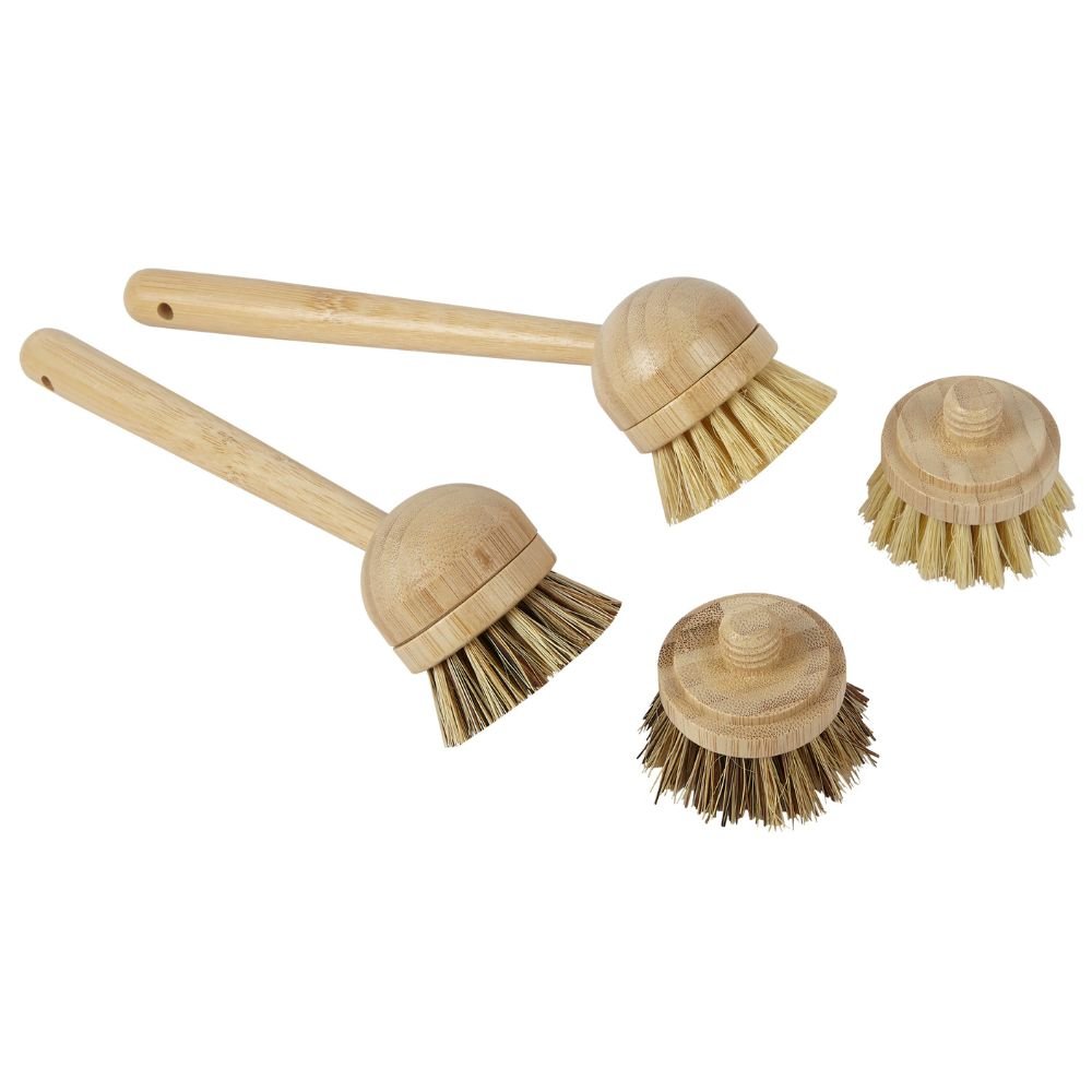 Eco - Friendly Modular Bamboo Dish Brush with Replaceable Heads – Sisal & Coconut Bristles - REGN