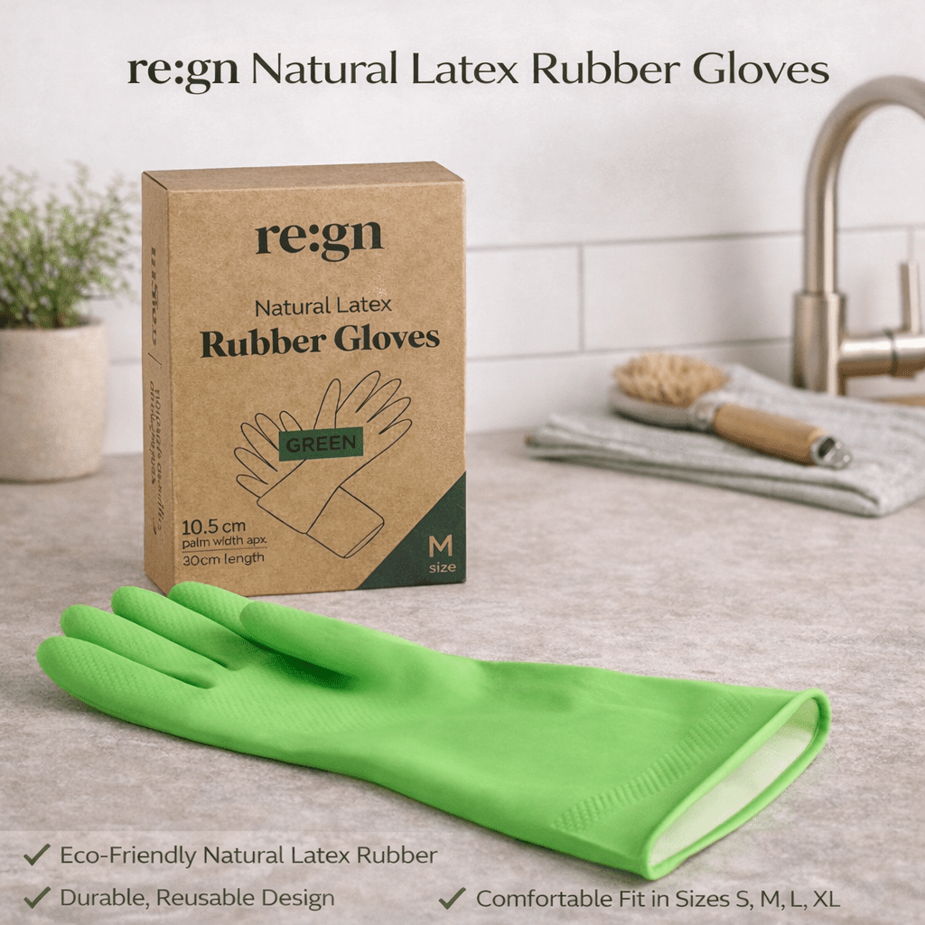 Eco - Friendly Natural Latex Reusable Rubber Gloves | Sizes S–XL available - REGN