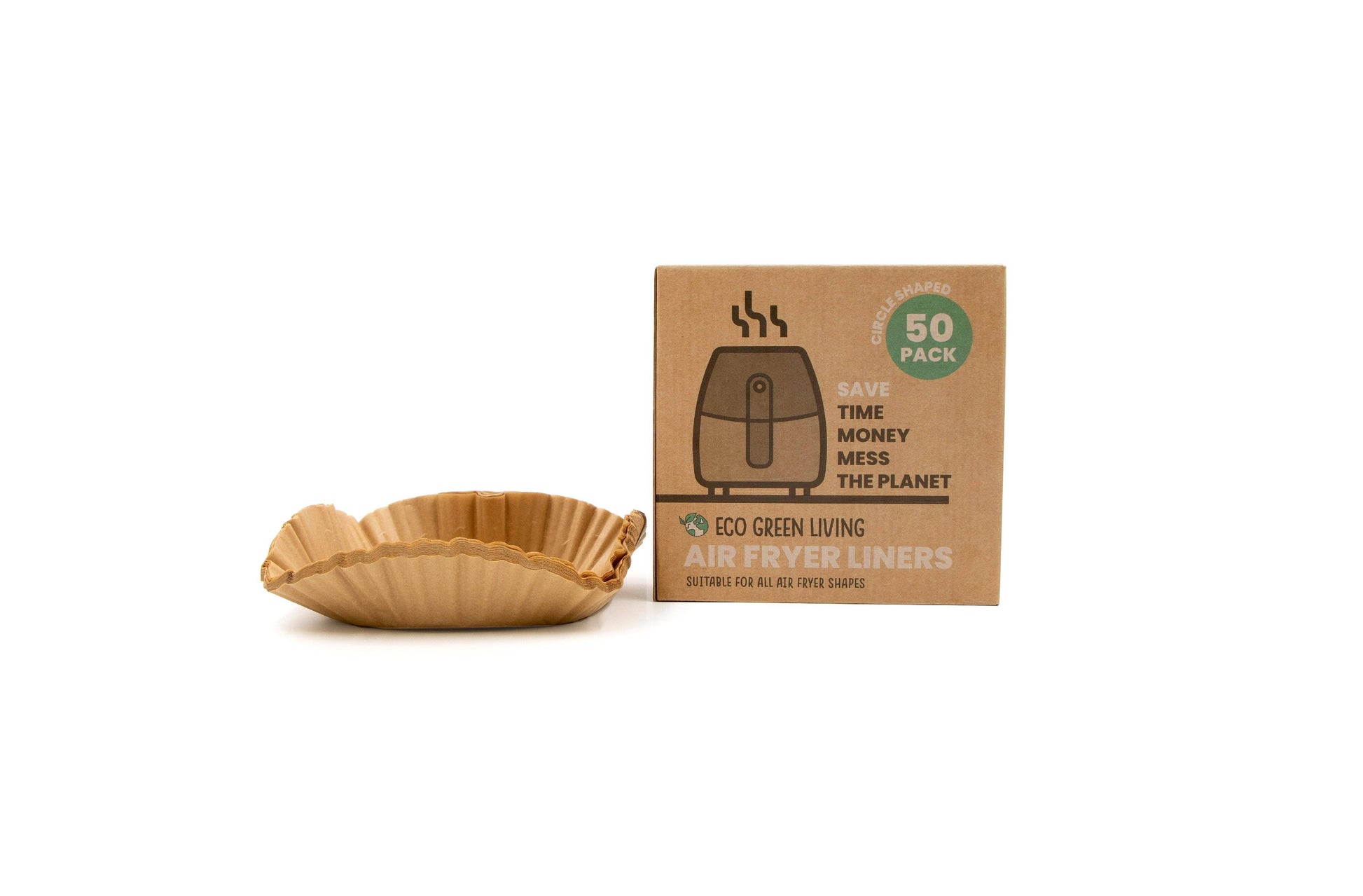 Eco Green Living Compostable Air Fryer Liners 50 Pack – Plastic - Free & Grease - Resistant - REGN