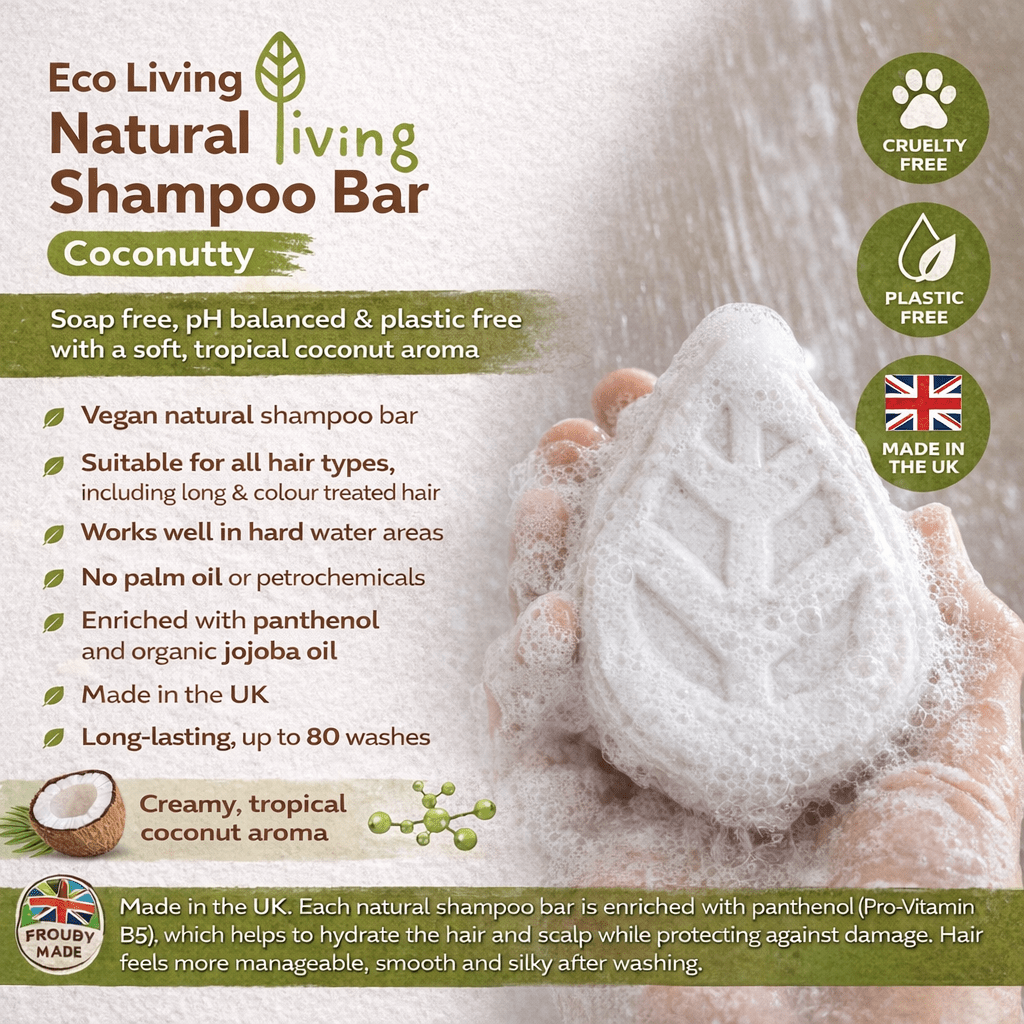 Eco Living Natural Shampoo Bar – Coconutty Scent, Vegan & Soap Free - REGN