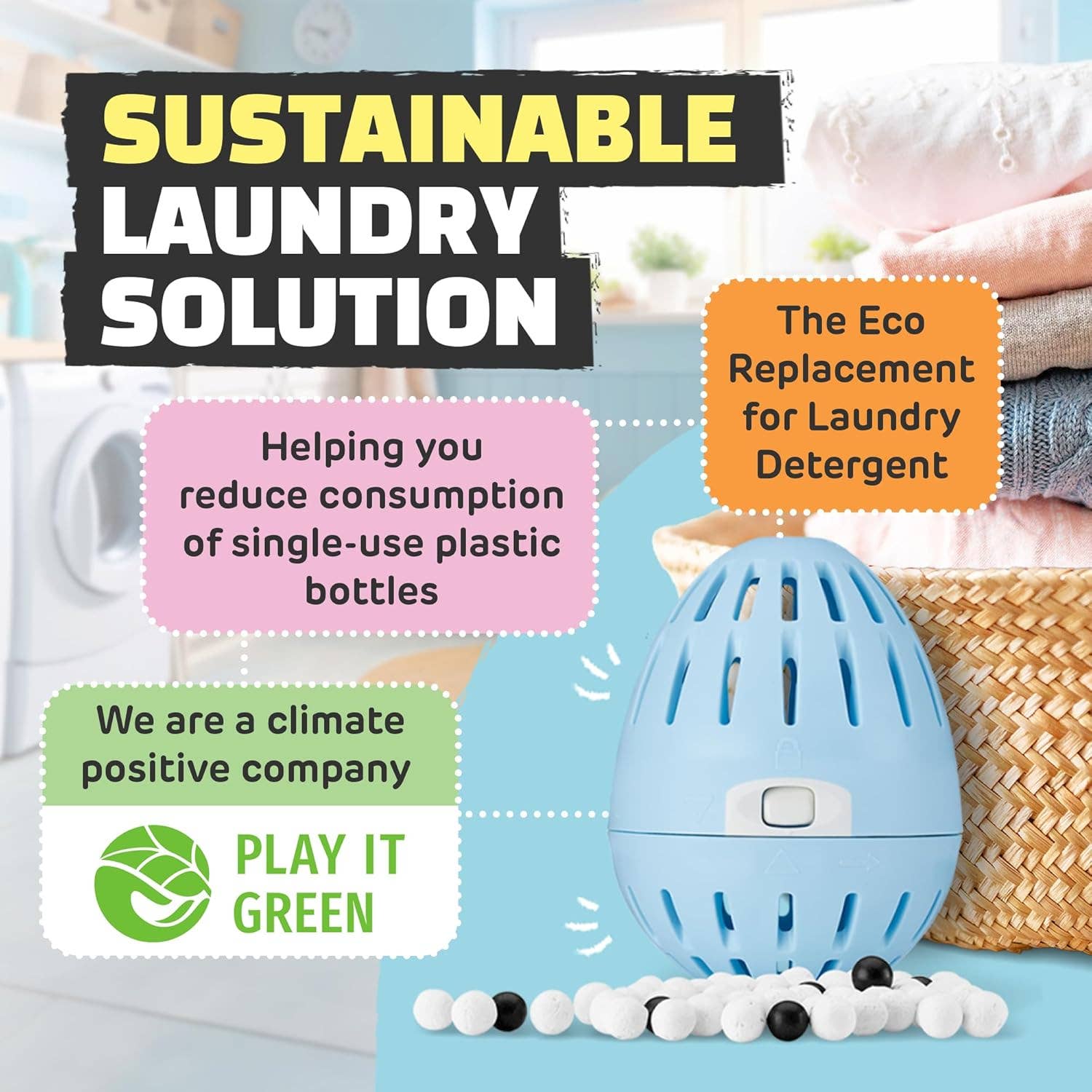Ecoegg Bio Laundry Egg Fresh Linen 70 Washes Refillable Detergent Alternative - REGN