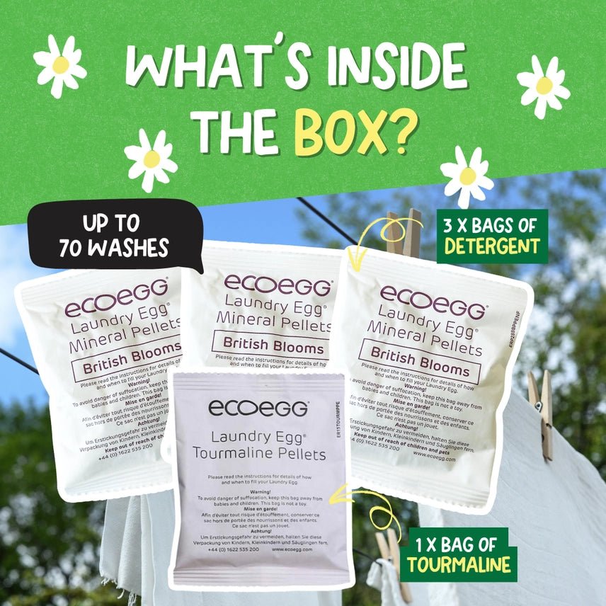 Ecoegg Laundry Egg Refill Pellets British Blooms | 70 Wash Laundry Detergent Refill | Plastic Free Laundry Egg Refill - REGN