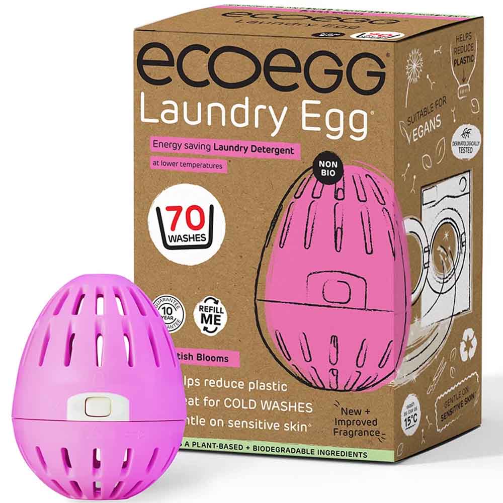 ECOEGG Laundry Egg Washing Detergent British Blossom - Plastic Free Eco Washing Egg, 70 Washes - REGN