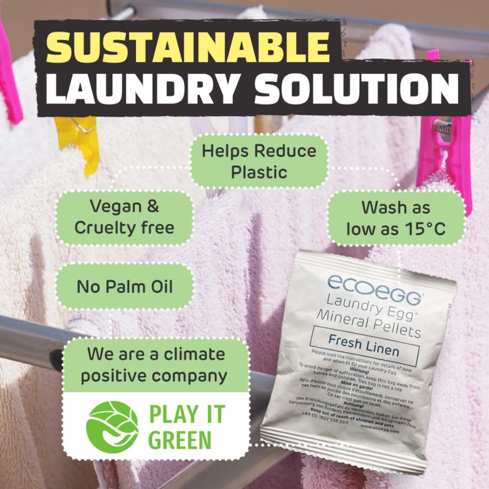 ECOEGG Laundry Egg Washing Detergent Refill Pellets Fresh Linen - Plastic Free Eco Washing Egg, 50 Washes - REGN