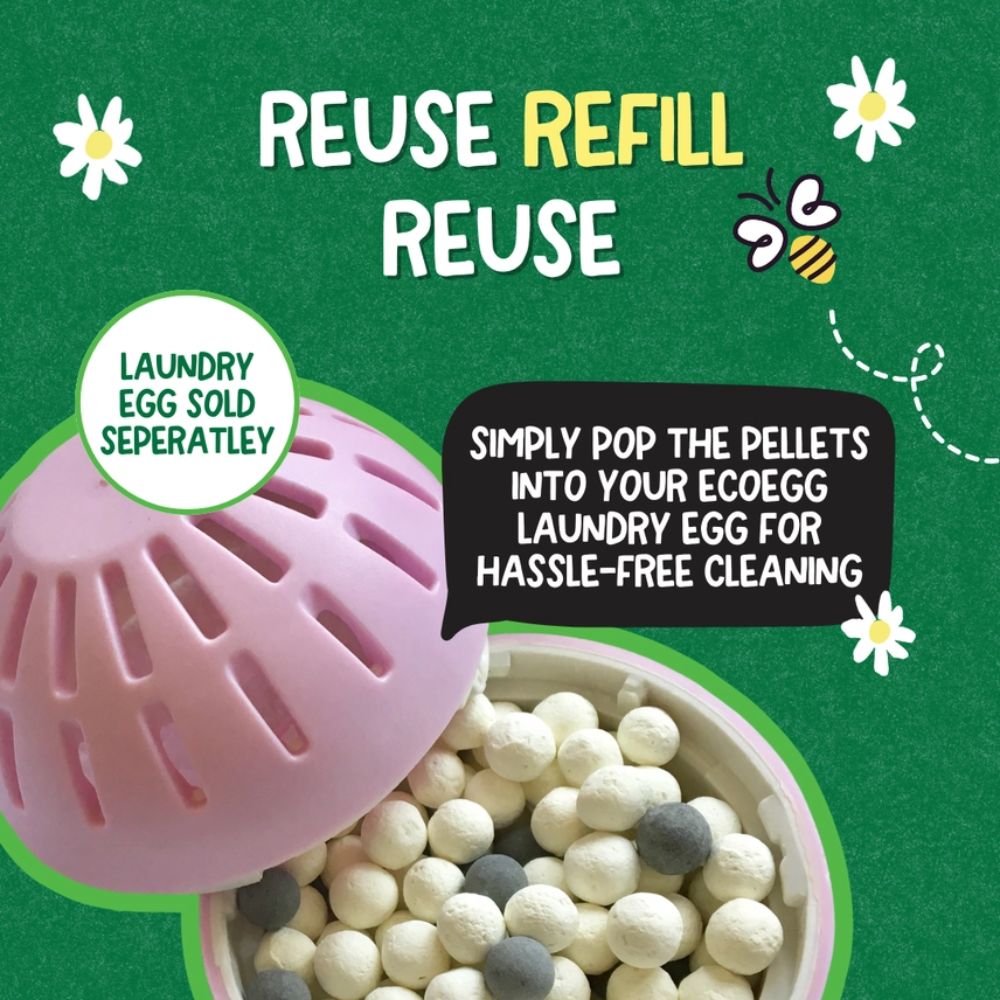 ECOEGG Laundry Egg Washing Detergent Refill Pellets Spring Blossom - Plastic Free Eco Washing Egg, 50 Washes - REGN