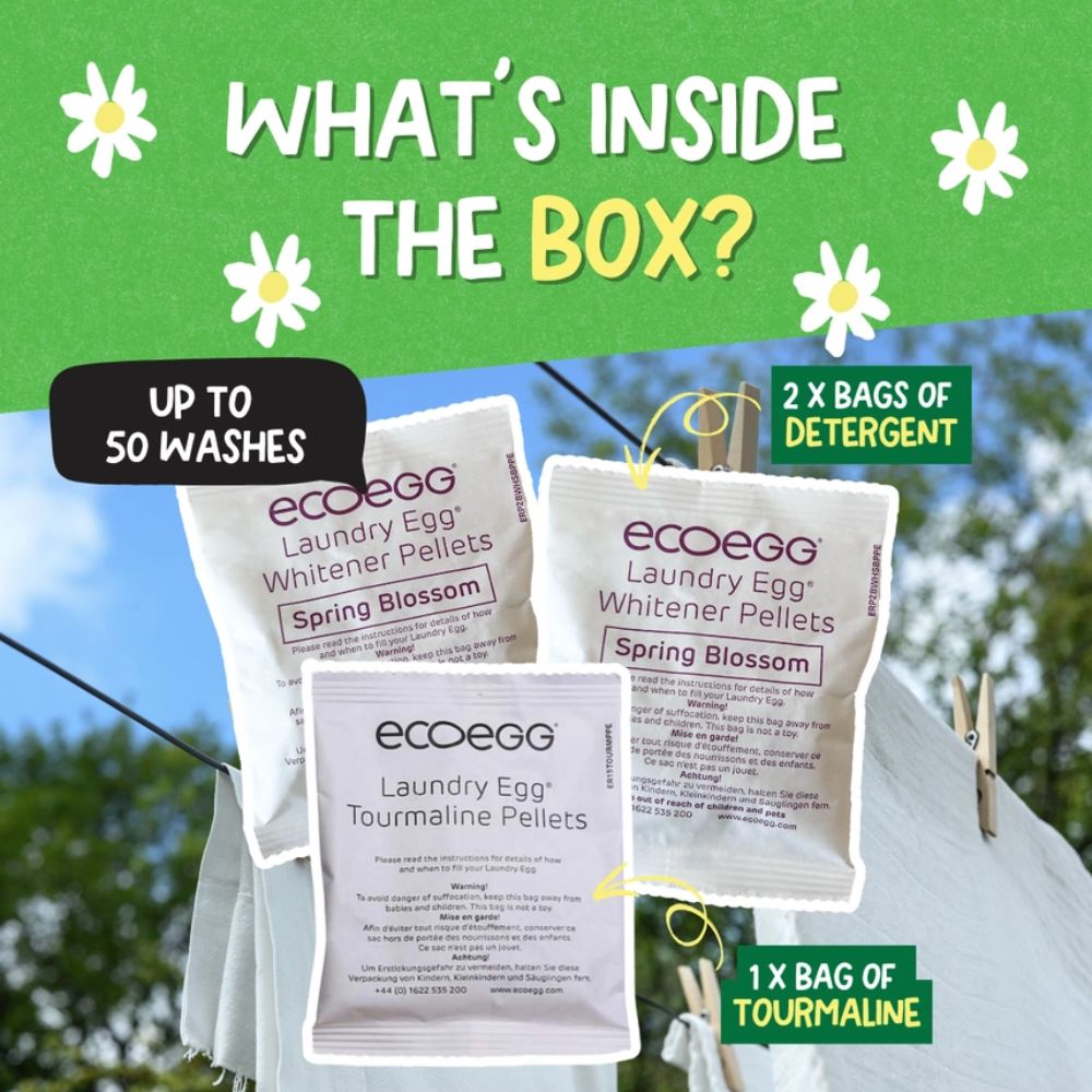 ECOEGG Laundry Egg Washing Detergent Refill Pellets Spring Blossom - Plastic Free Eco Washing Egg, 50 Washes - REGN