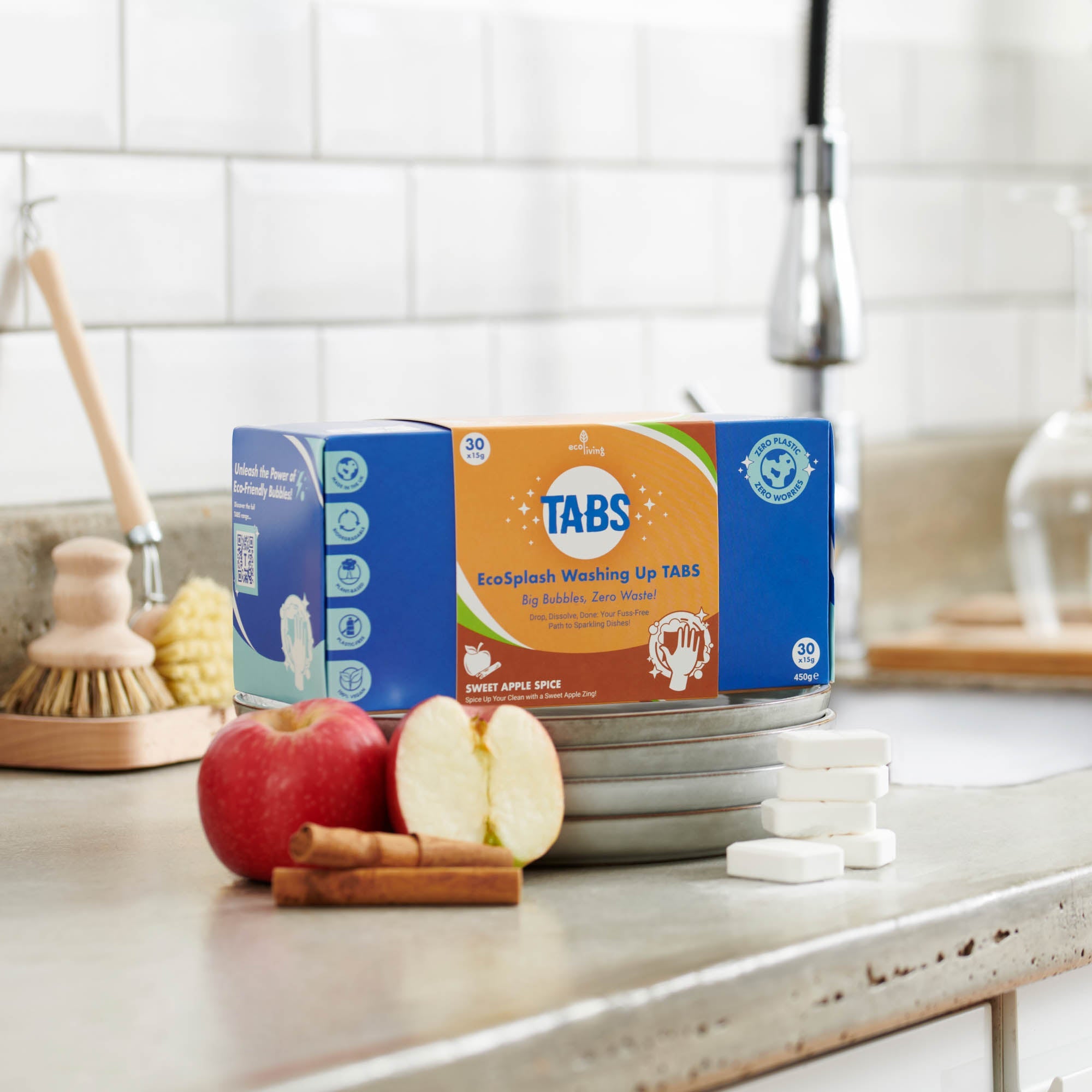 EcoSplash Washing Up Tabs – Plastic - Free, Plant - Based Cleaning (30 Pack) - REGN