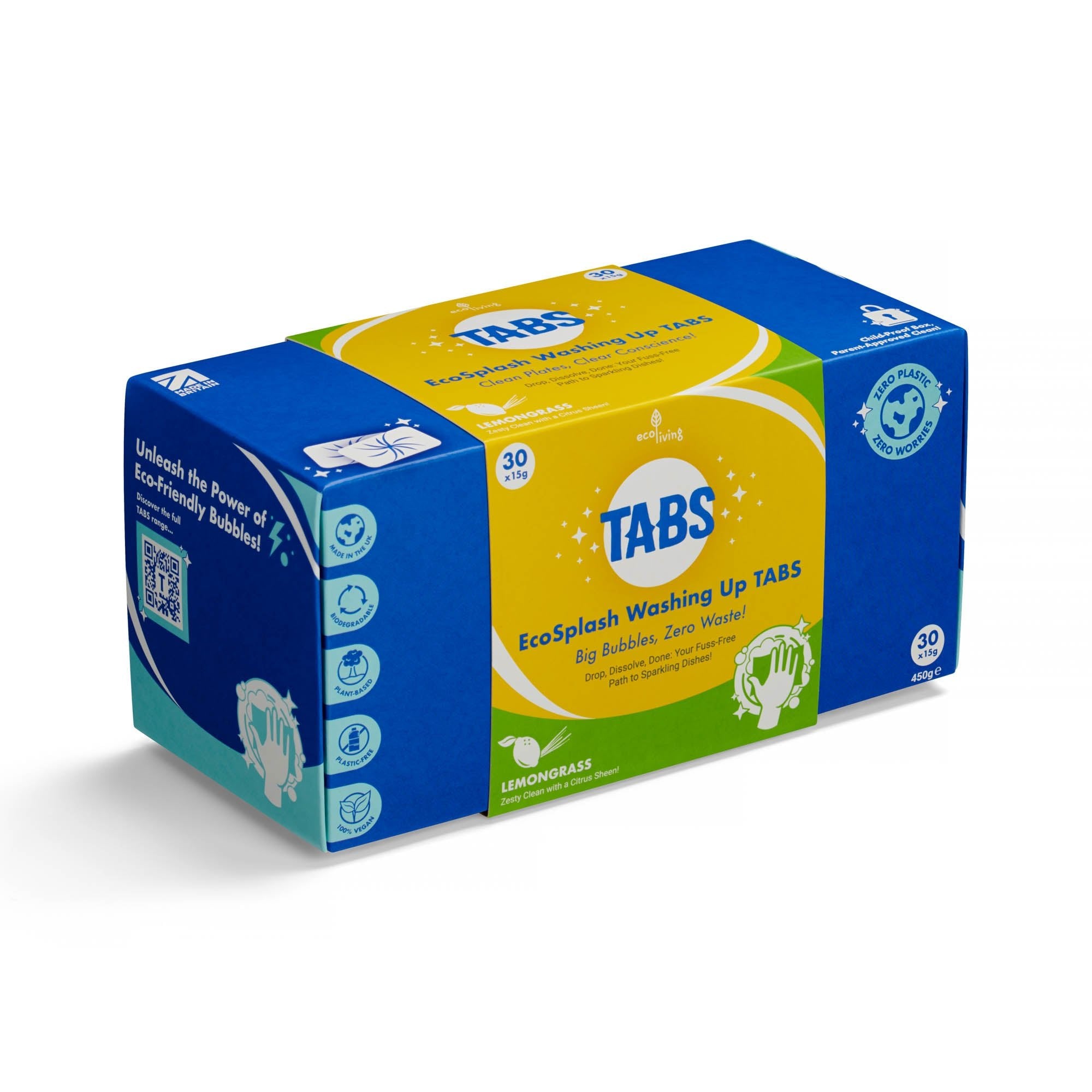 EcoSplash Washing Up Tabs – Plastic - Free, Plant - Based Cleaning (30 Pack) - REGN