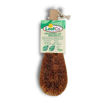 LoofCo Washing-Up Brush with Handle – Natural Coconut Fibre Dish Brush