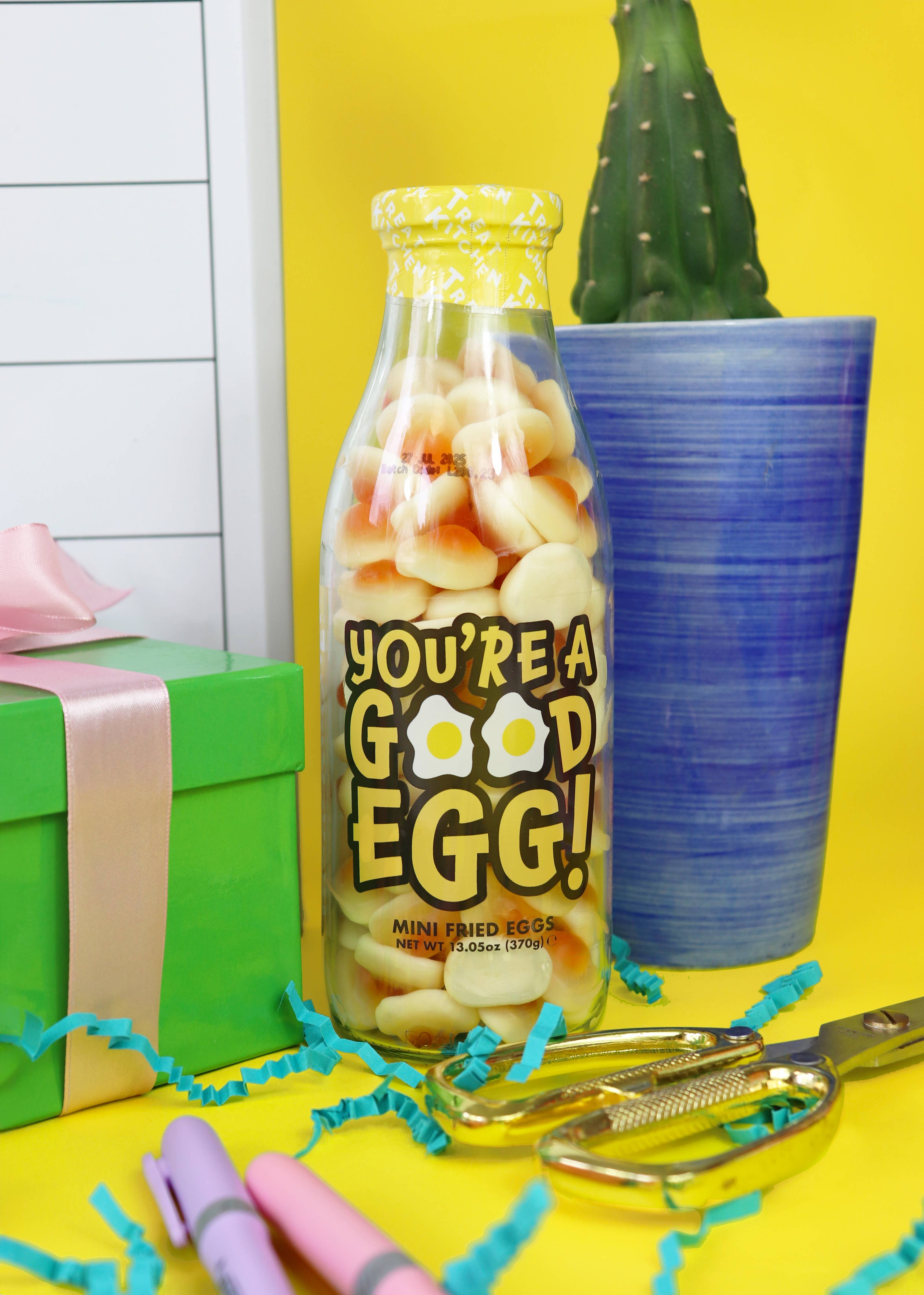You're A Good Egg Gummy Fried Eggs Gift Bottle | Retro Sweet Gift | Reusable Glass Bottle