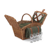 Elegant 4 Person Green Tweed Hamper - REGN