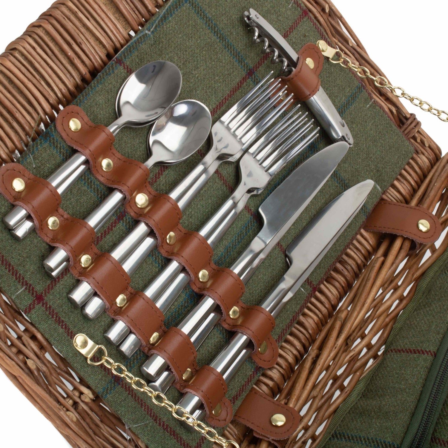 Elegant 4 Person Green Tweed Hamper - REGN