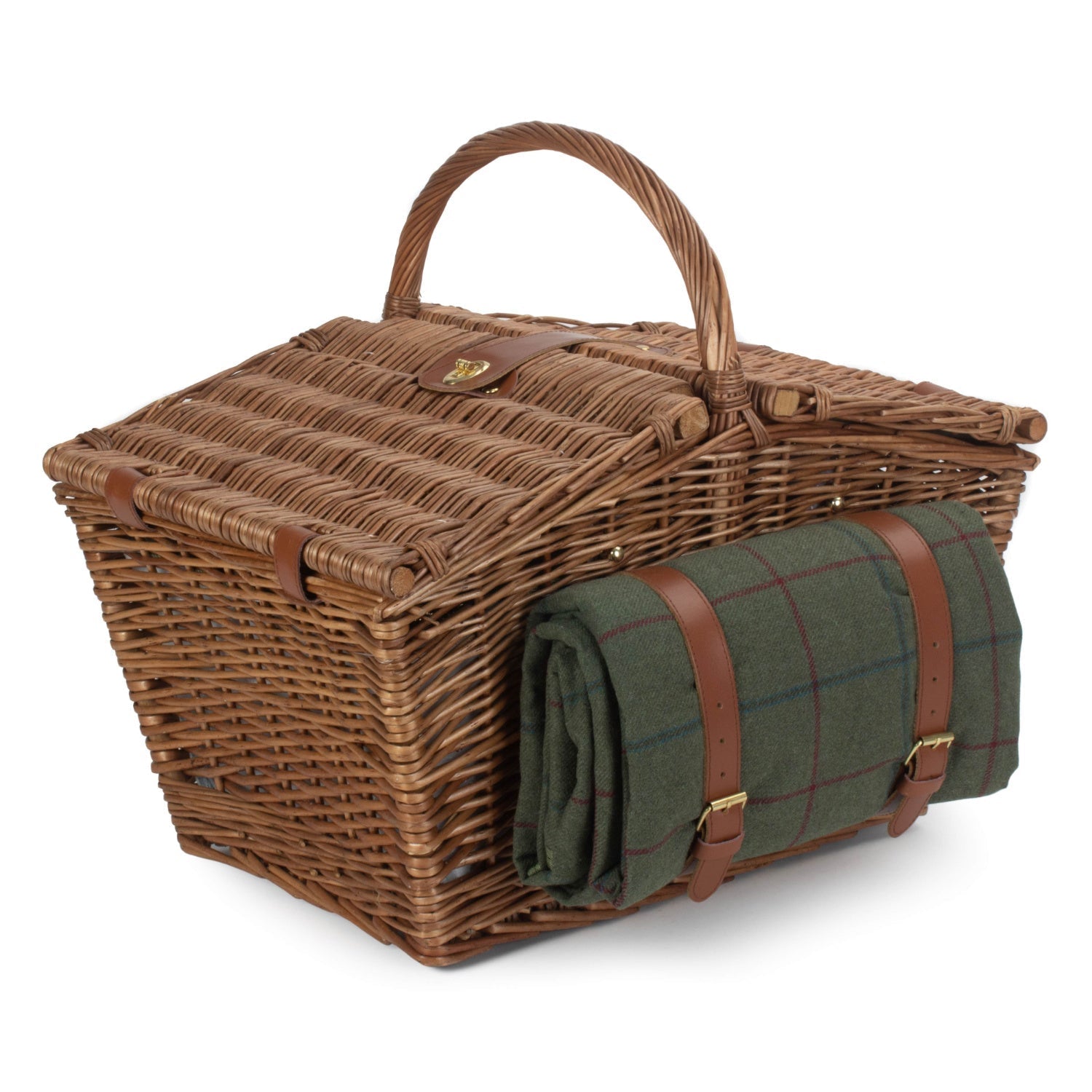 Elegant 4 Person Green Tweed Hamper - REGN