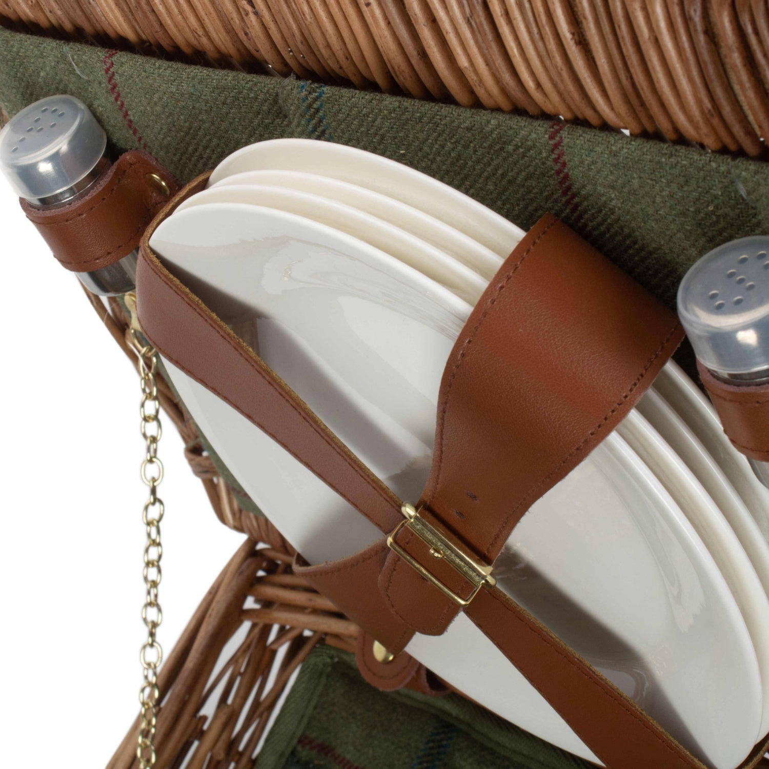Elegant 4 Person Green Tweed Hamper - REGN