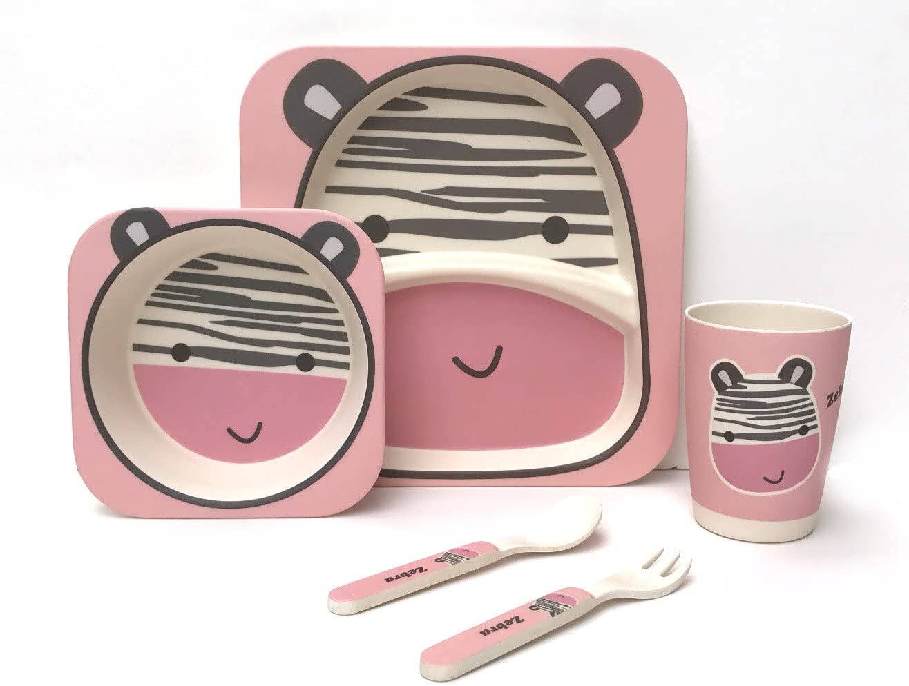 Elephant Bamboo Kids Dinner Set – 5 Piece Eco - Friendly Tableware - REGN