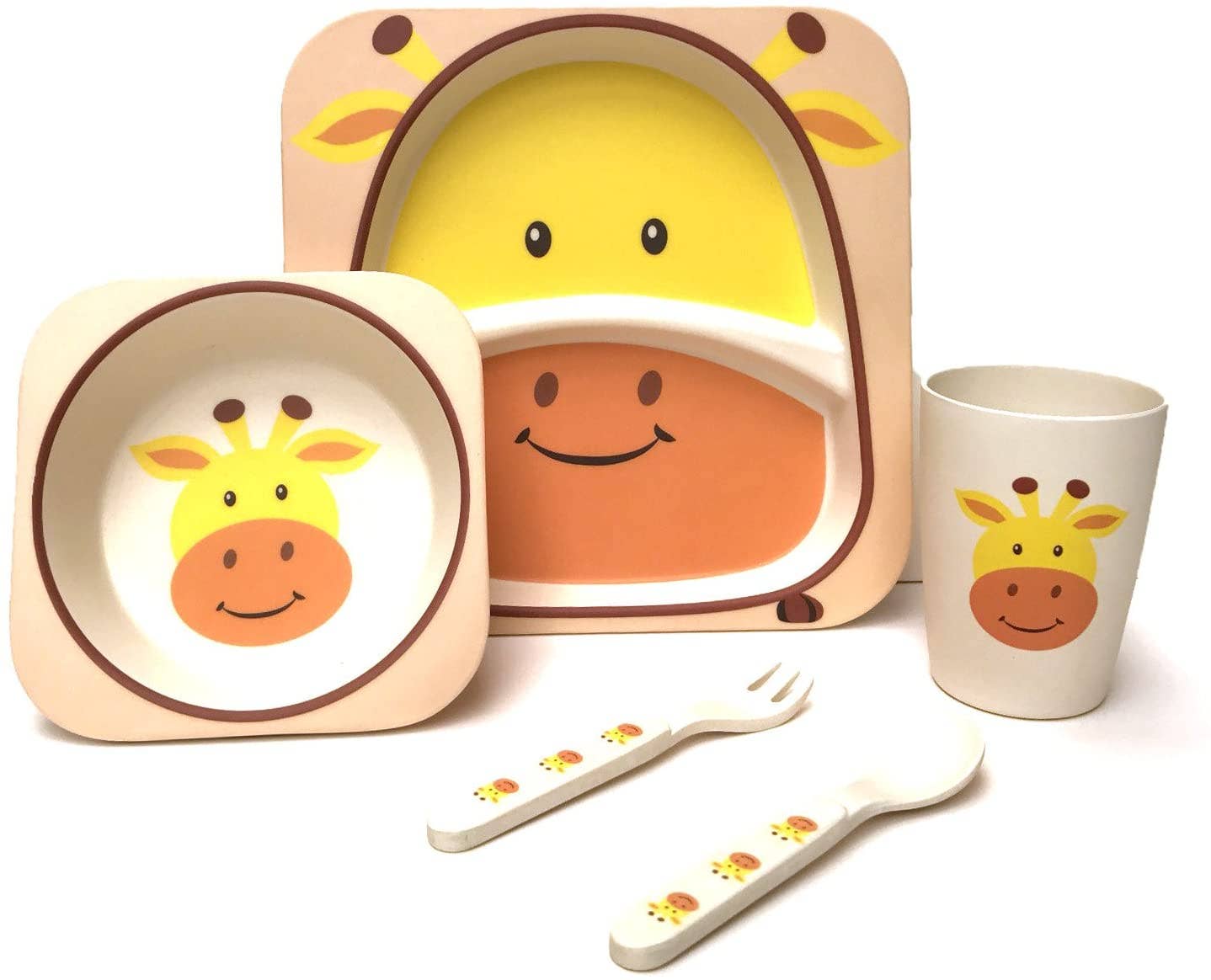 Elephant Bamboo Kids Dinner Set – 5 Piece Eco - Friendly Tableware - REGN