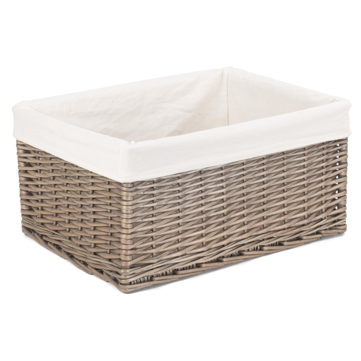 Extra Large Antique Wash Willow Storage Basket with White Lining - REGN