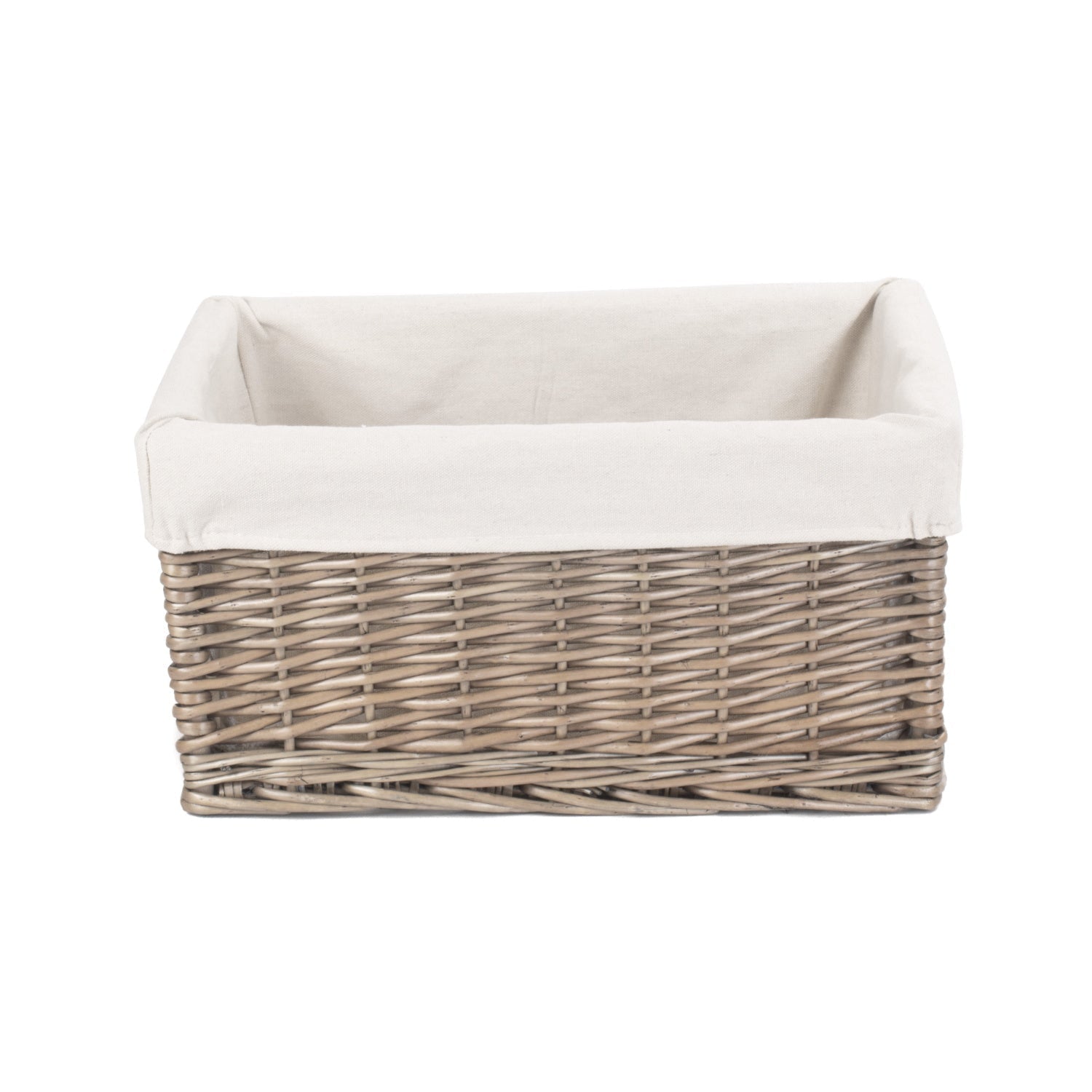 Extra Large Antique Wash Willow Storage Basket with White Lining - REGN