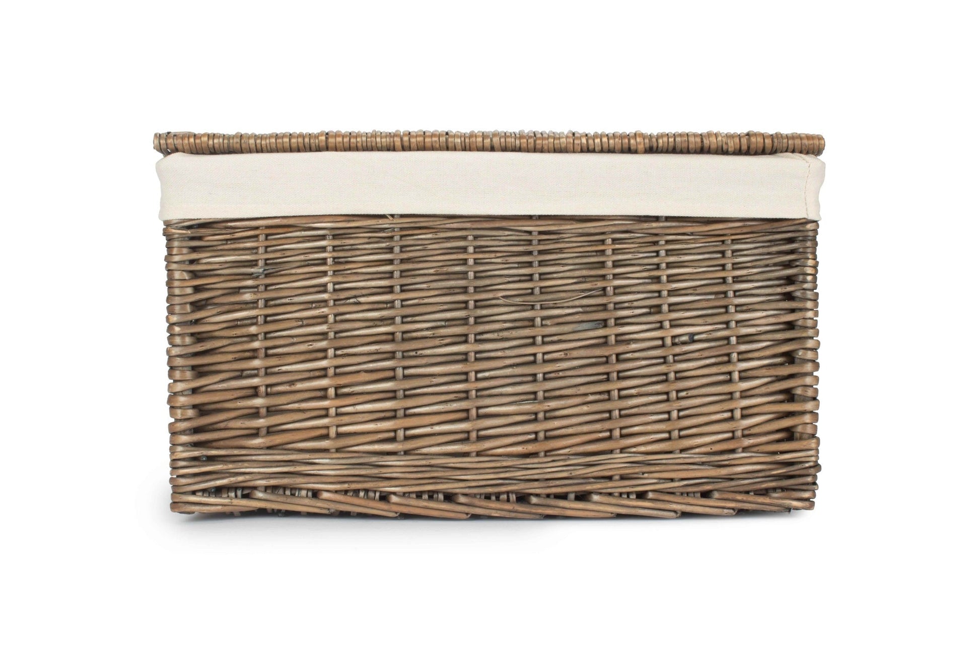 Extra Large Antique Wash Willow Storage Hamper with White Lining - REGN
