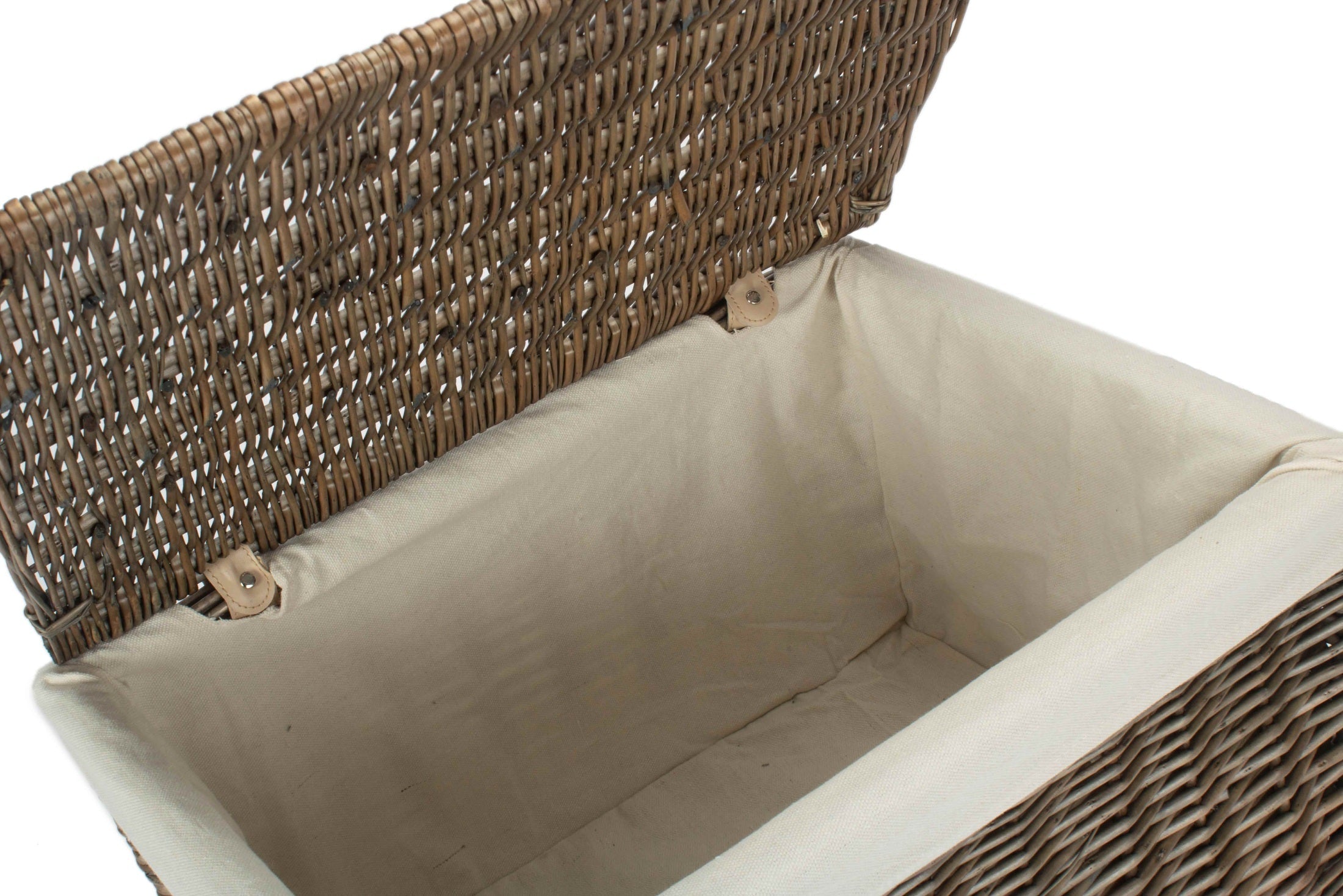 Extra Large Antique Wash Willow Storage Hamper with White Lining - REGN