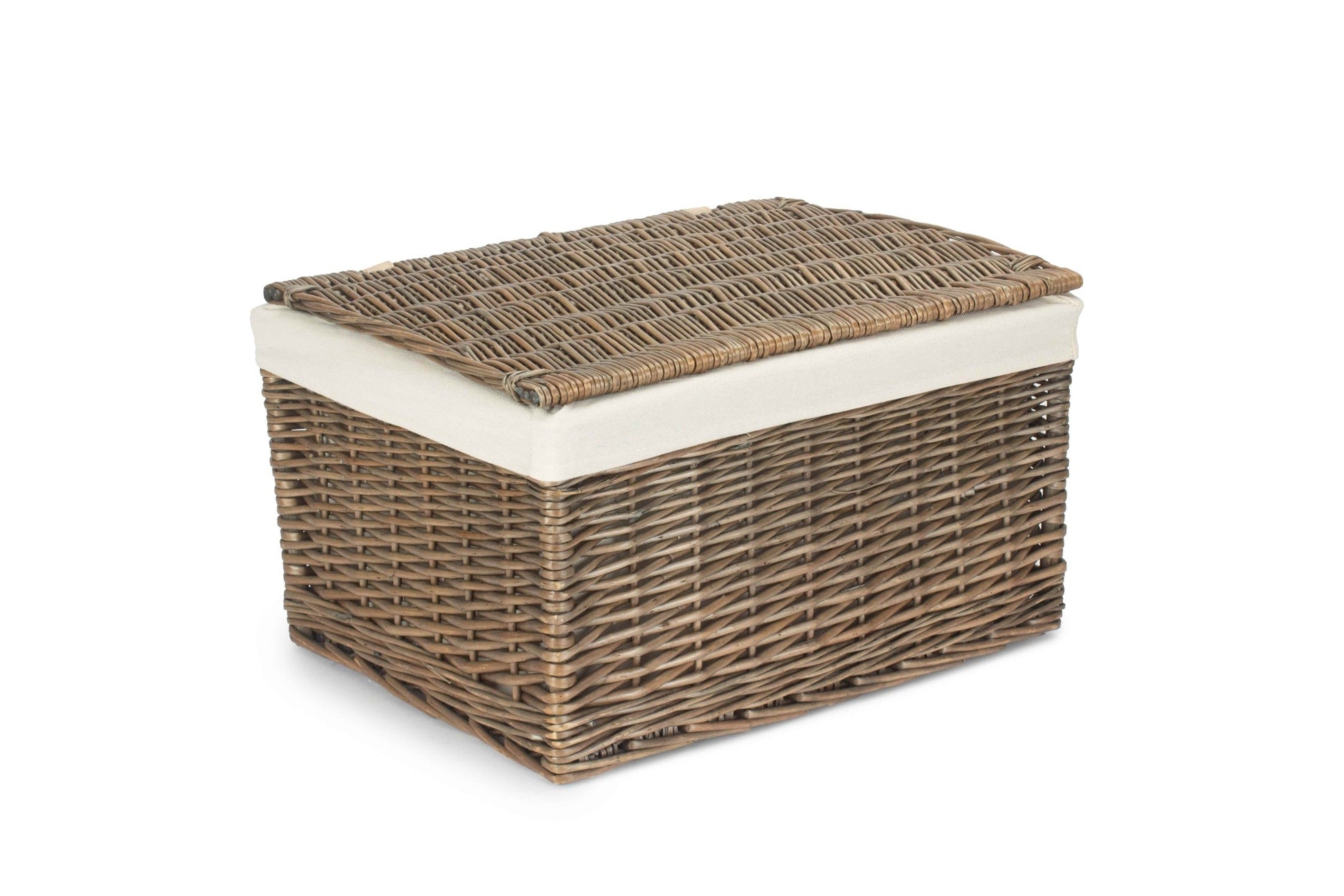 Extra Large Antique Wash Willow Storage Hamper with White Lining - REGN