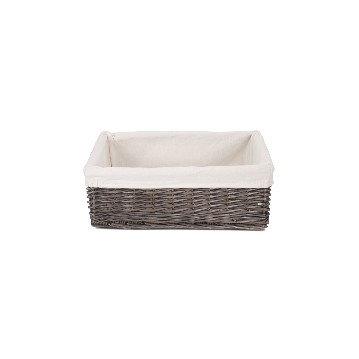 Extra Large Antique Wash Willow Tray Basket with White Lining - REGN