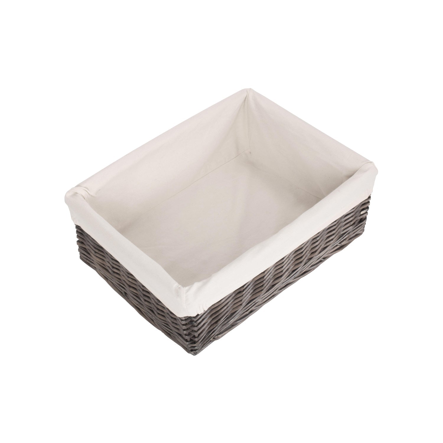 Extra Large Antique Wash Willow Tray Basket with White Lining - REGN
