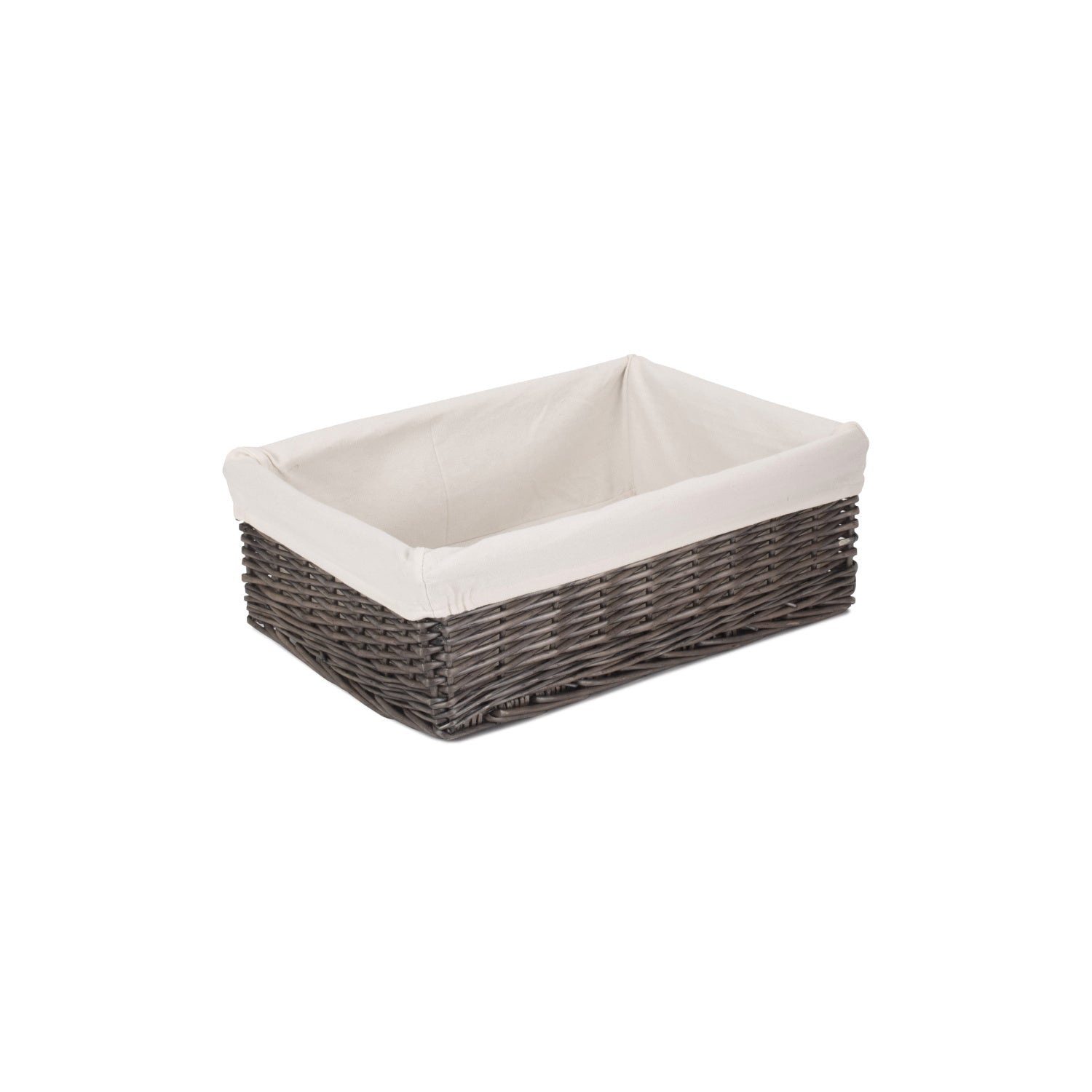 Extra Large Antique Wash Willow Tray Basket with White Lining - REGN