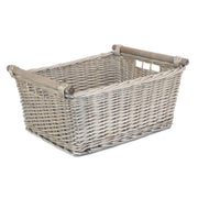 Extra Large Antique Wash Wooden Handled Storage Basket - REGN