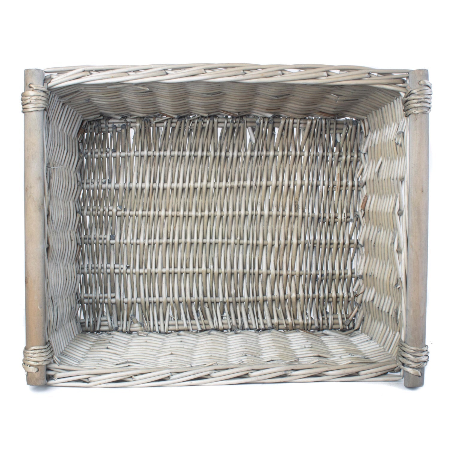 Extra Large Antique Wash Wooden Handled Storage Basket - REGN