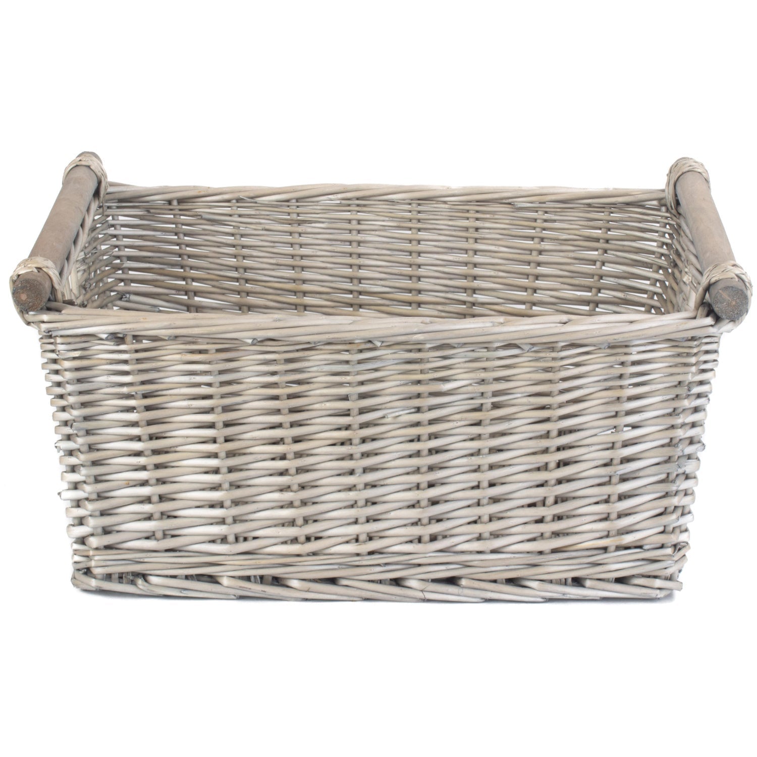 Extra Large Antique Wash Wooden Handled Storage Basket - REGN