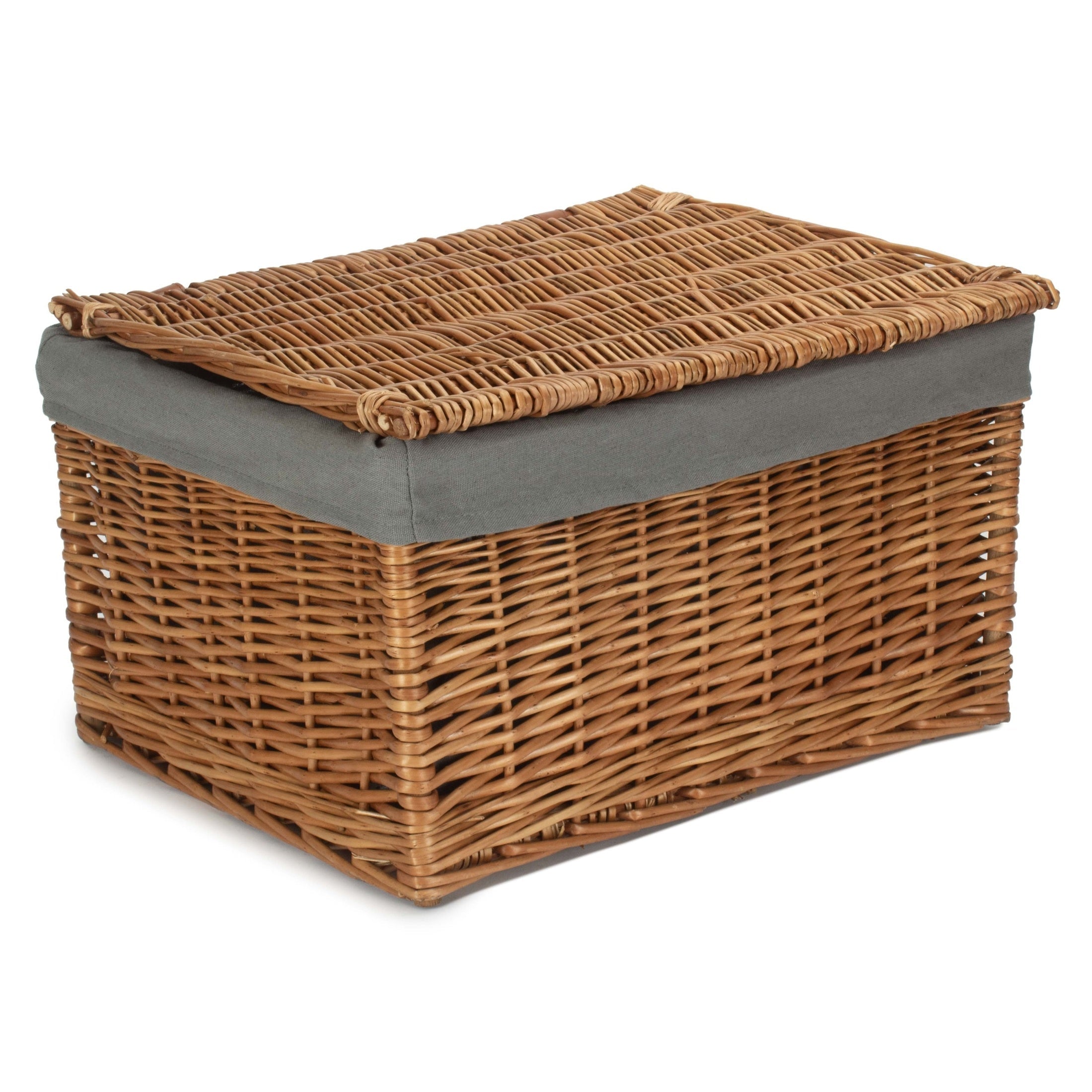 Extra Large Double Steamed Willow Storage Hamper with Grey Sage Lining - REGN