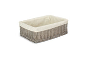 Extra Large Grey Wash Willow Tray Basket with White Lining - REGN