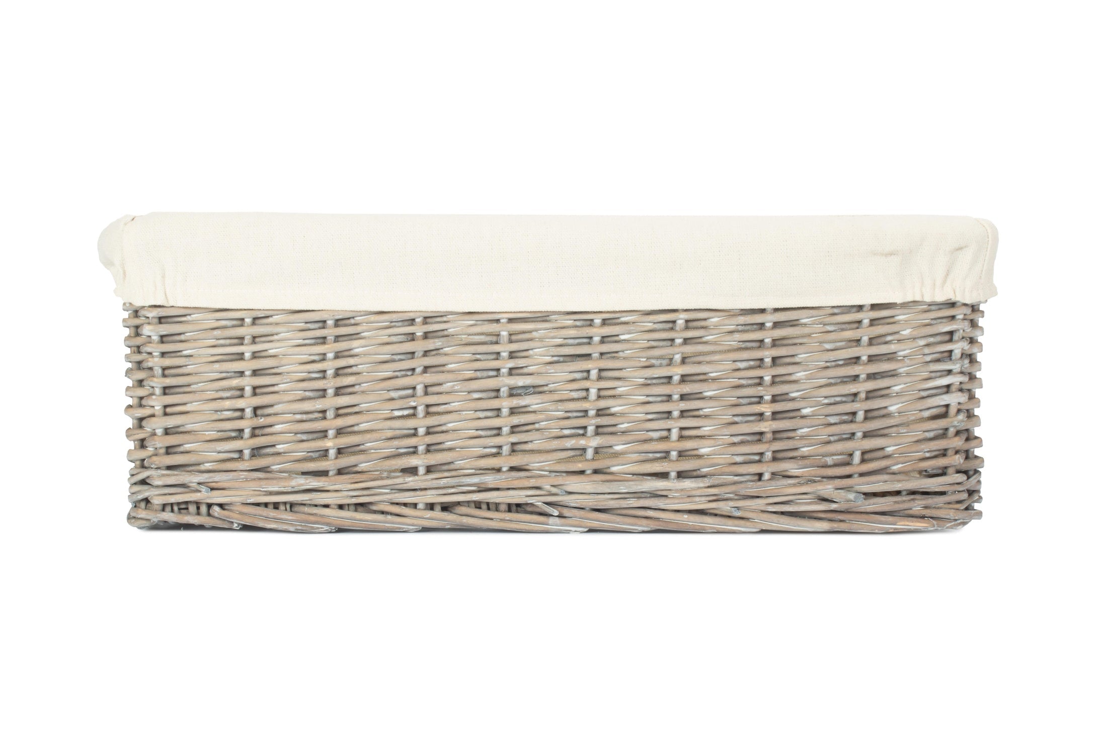 Extra Large Grey Wash Willow Tray Basket with White Lining - REGN