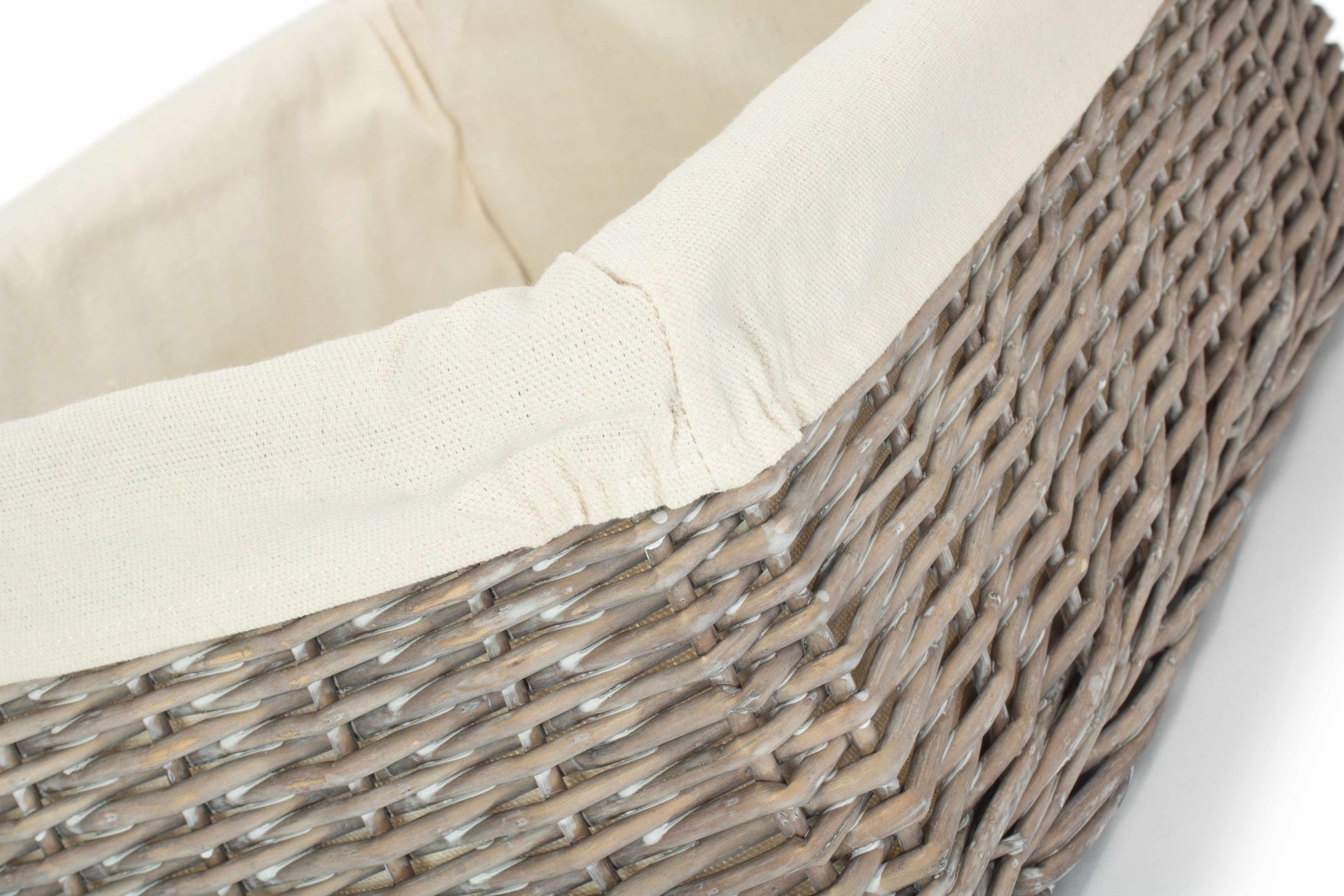 Extra Large Grey Wash Willow Tray Basket with White Lining - REGN