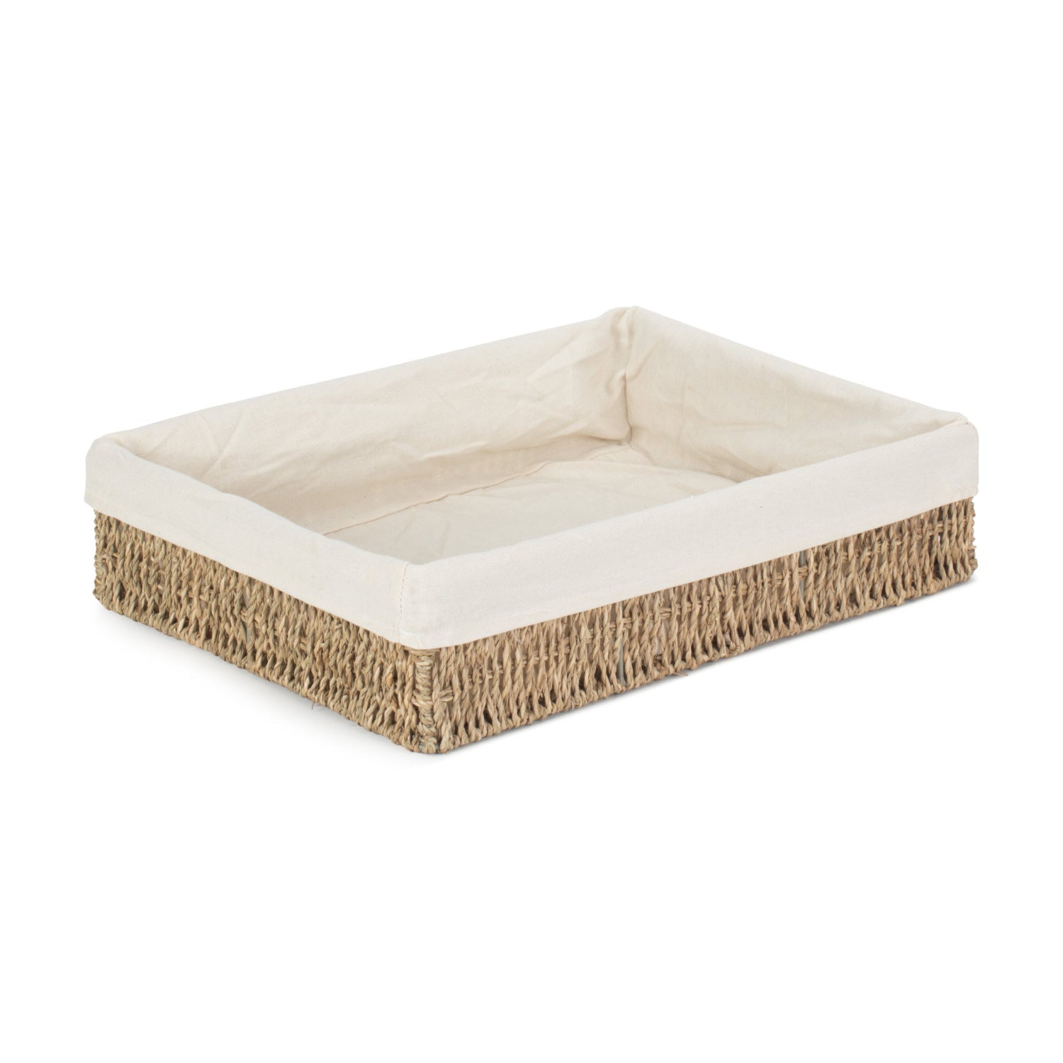 Extra Large Lined Rectangular Seagrass Tray Basket - REGN