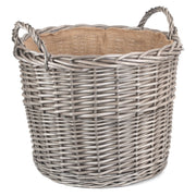 Extra Large Round Lined Wicker Log Basket - REGN