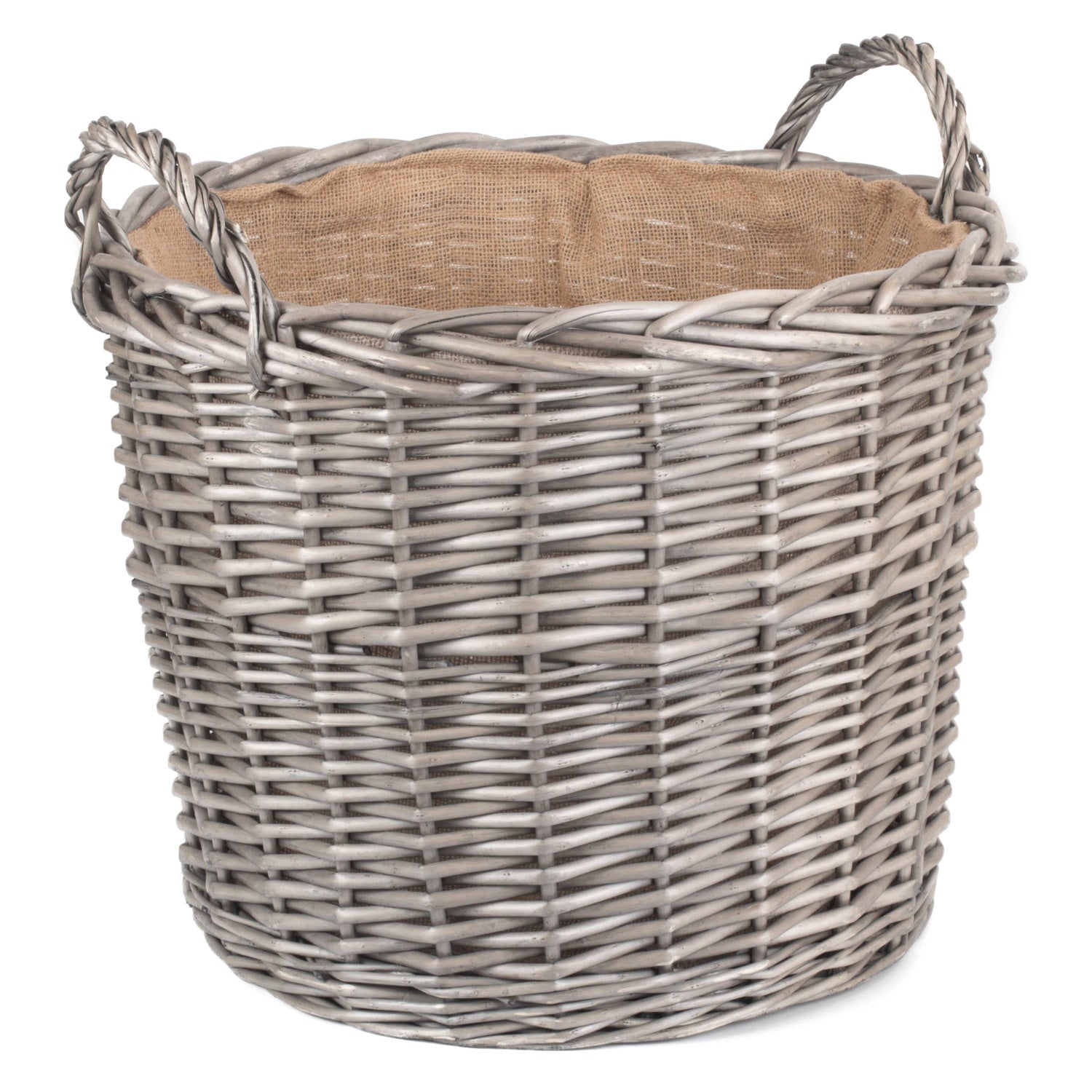 Extra Large Round Lined Wicker Log Basket - REGN