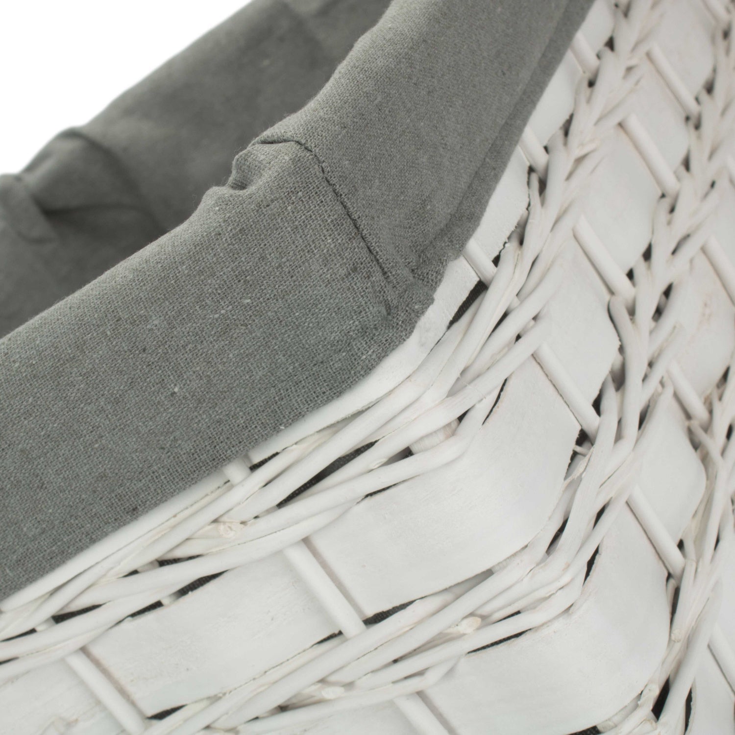 Extra Large White Scandi Storage Basket with Grey Sage Lining - REGN