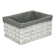 Extra Large White Scandi Storage Basket with Grey Sage Lining - REGN