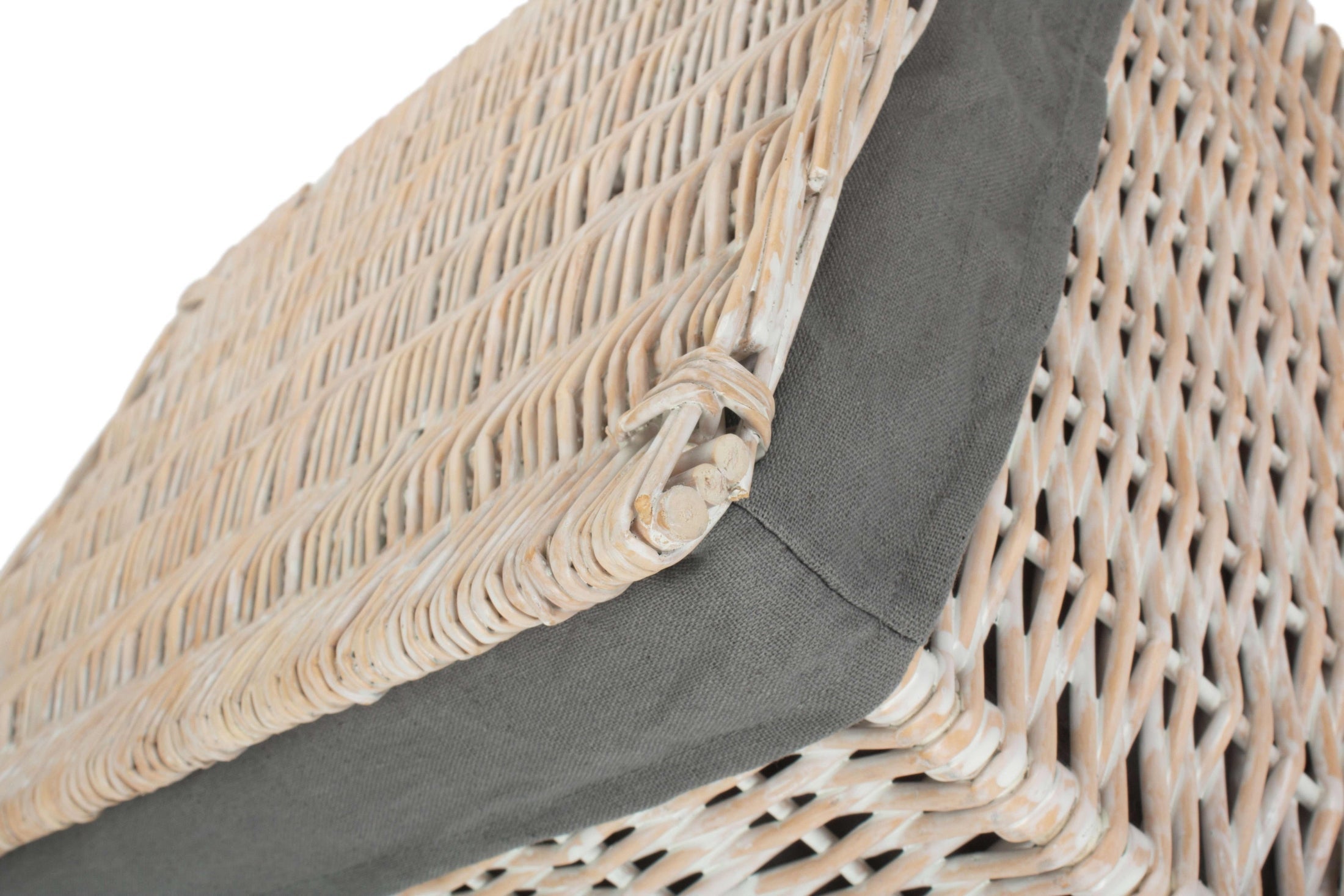 Extra Large White Wash Finish Willow Storage Hamper with Grey Sage Lining - REGN
