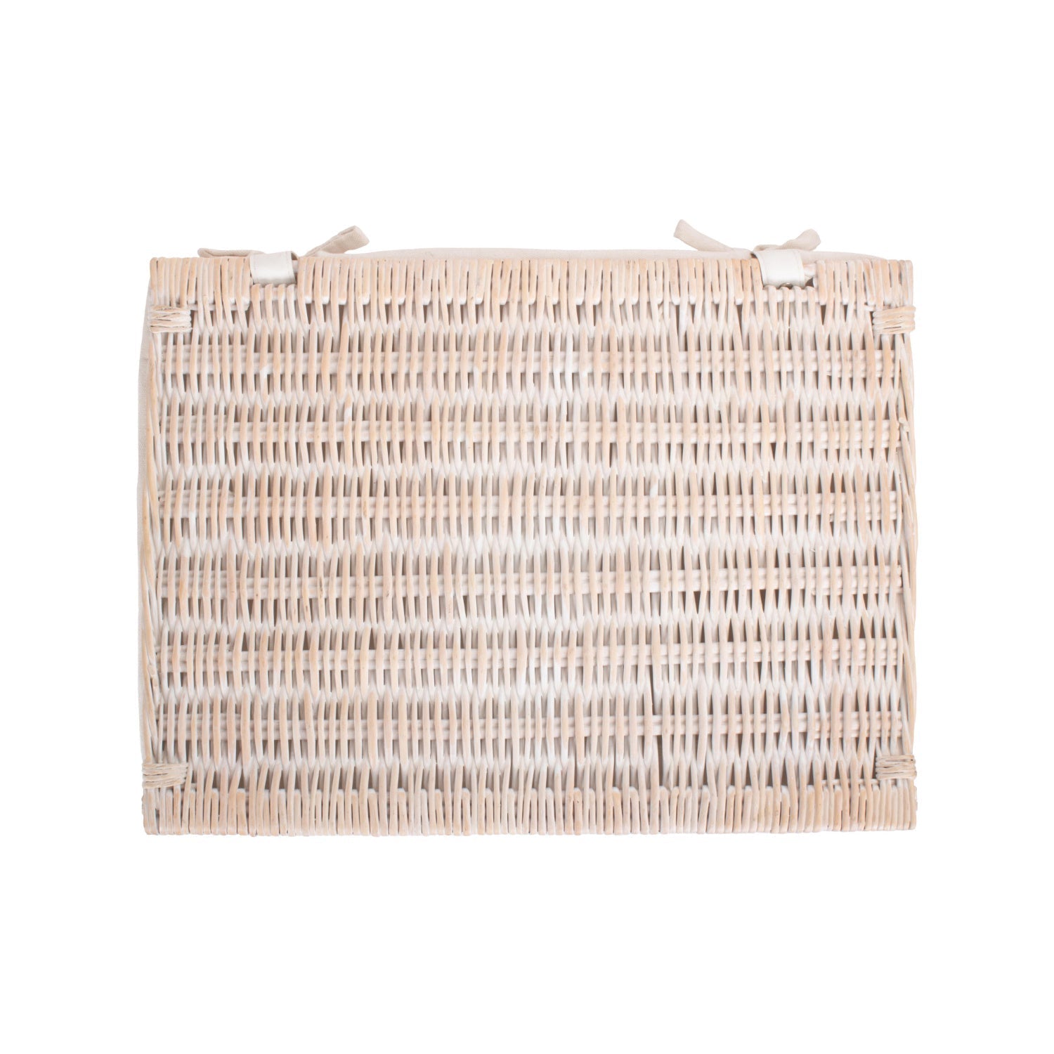 Extra Large White Wash Finish Willow Storage Hamper with White Lining - REGN
