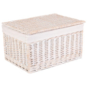 Extra Large White Wash Finish Willow Storage Hamper with White Lining - REGN
