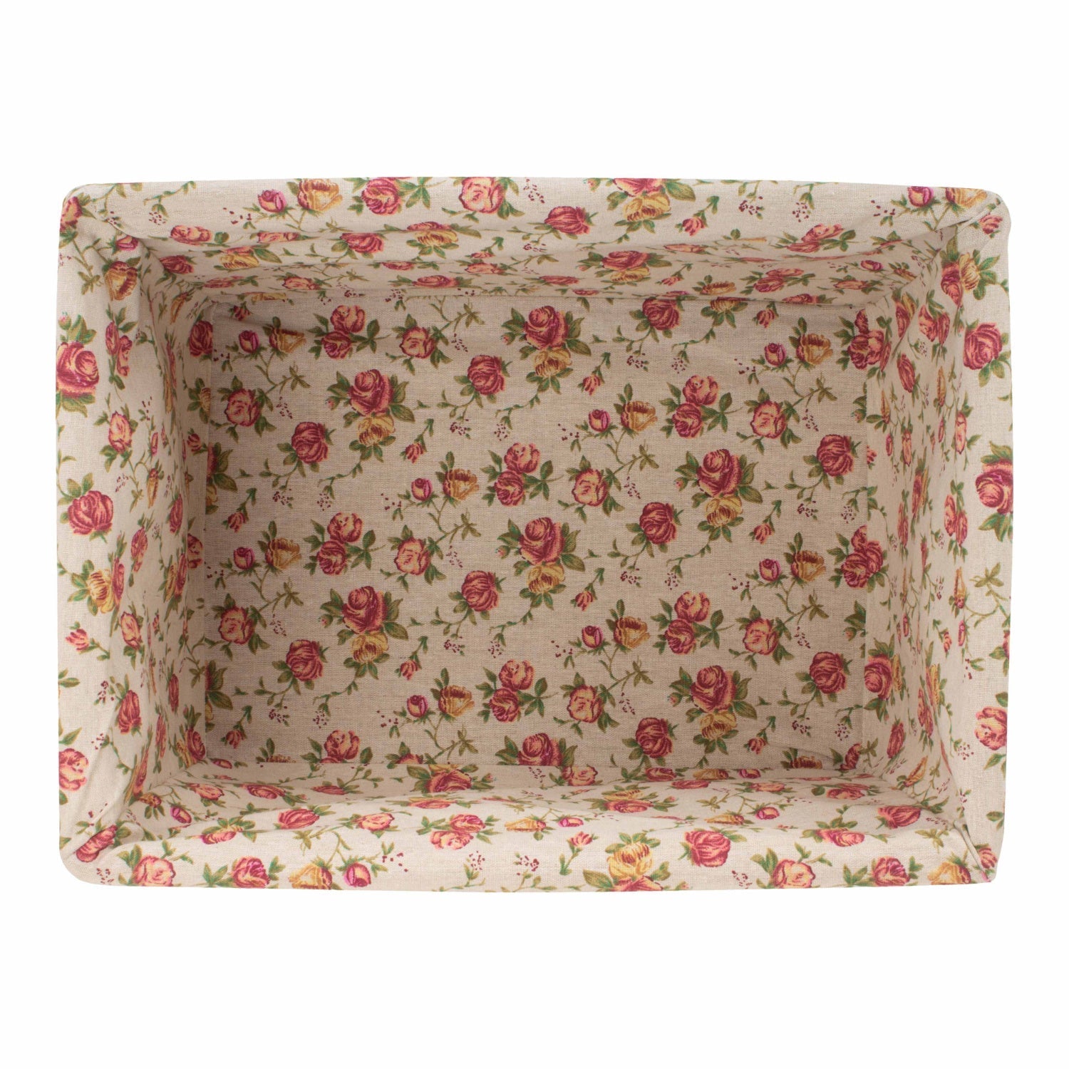 Extra Large White Wash Willow Storage Basket with Garden Rose Lining - REGN