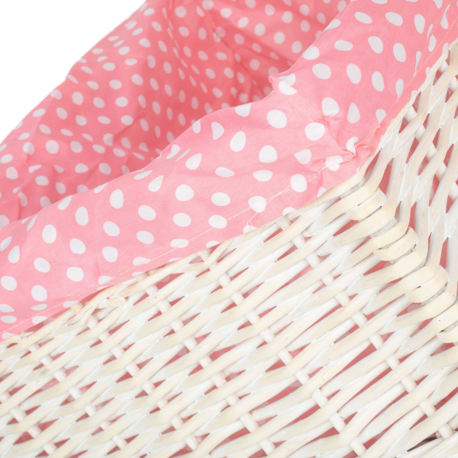 Extra Large White Wash Willow Storage Basket with Pink Spotty Lining - REGN