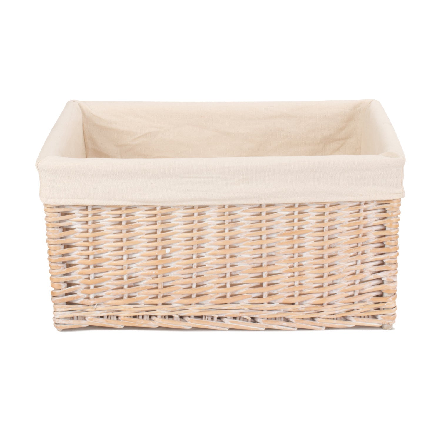 Extra Large White Wash Willow Storage Basket with White Lining - REGN